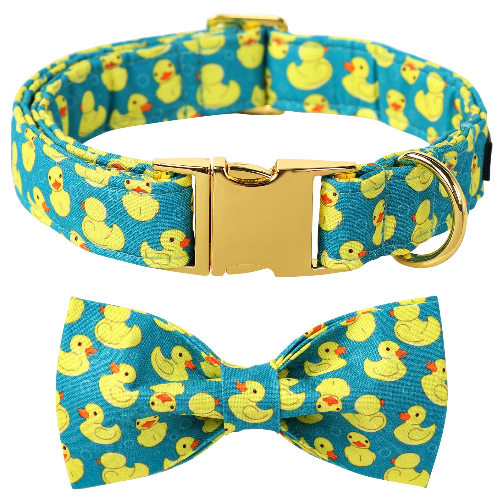 Maca Bates Duck Dog Collar With Bow Tie For Dogs Bowtie Adjustable Breakaway Green Summer Fun Fancy Thick Collars Birthday Gift 