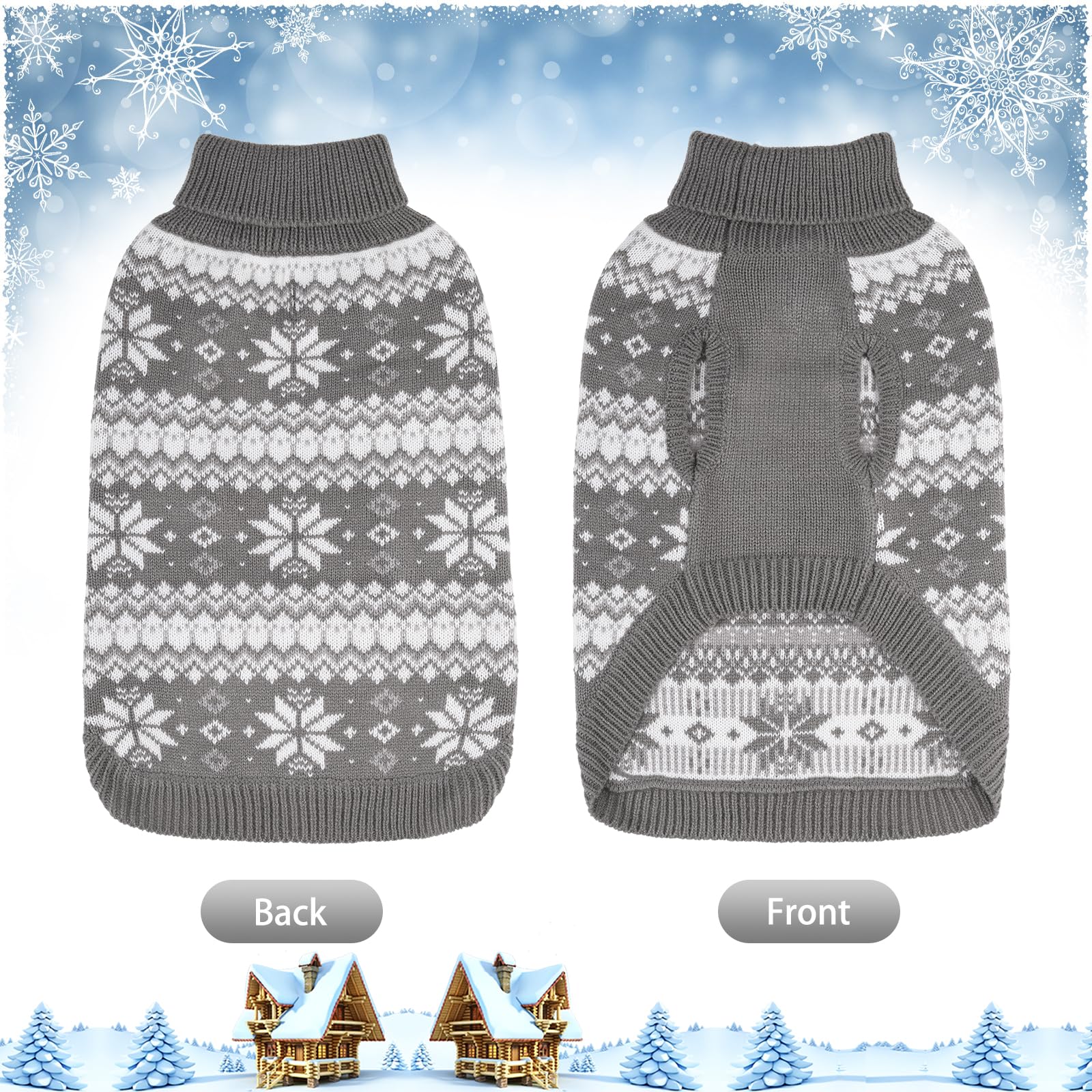 Kooltail Cable Knit Dog Sweater Turtleneck, Cold Weather Pullover Classic Knitwear, Snowflake Pattern Thick Warm Winter Pet Clot