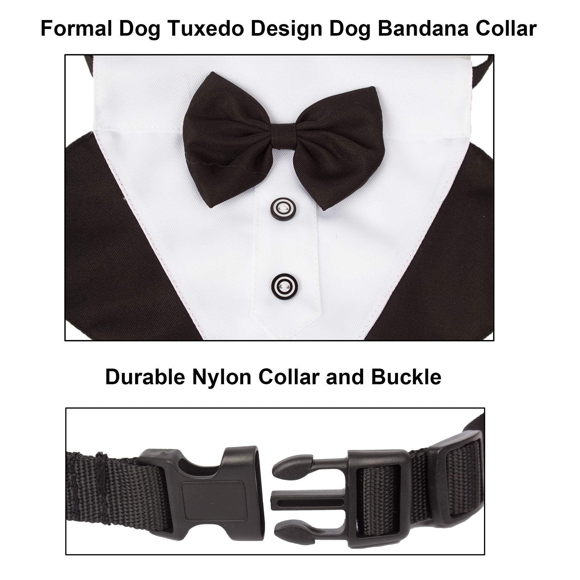 Adoggygo Formal Dog Tuxedo Wedding Dog Bandana Collar Dog Collar With Bow Tie Adjustable Dog Bowtie Collar Bandana For Small Medium Large Dog Pet (Medium, Black)