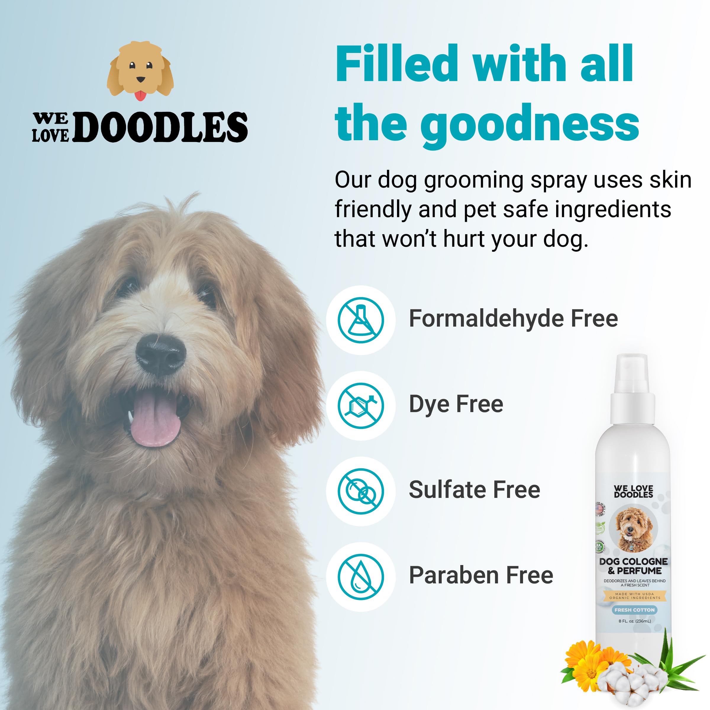 Dog Cologne & Perfume, Deodorizing, Organic, Made In USA, Long Lasting After Bath, Deodorant For Smelly Dogs, Pawfume For Pets,