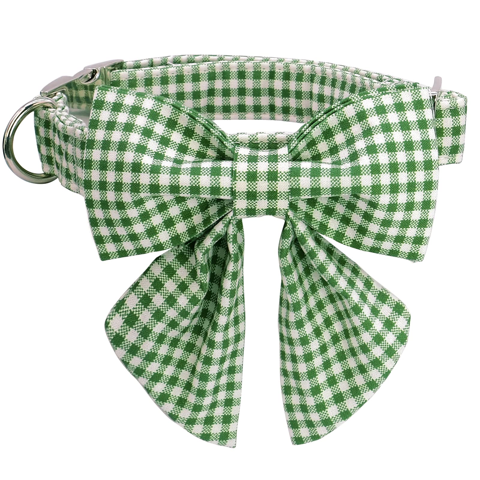 Lionet Paws Dog Collar With Sailor Bow, Durable Adjustable And Comfortable Green Bowtie Collar For Dogs And Cats, X-Small, Neck 8-12In