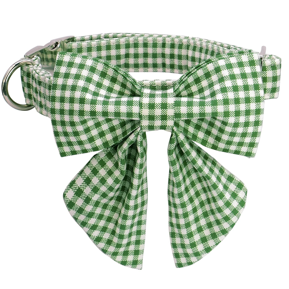 Lionet Paws Dog Collar With Sailor Bow, Durable Adjustable And Comfortable Green Bowtie Collar For Dogs, Large, Neck 16-24In