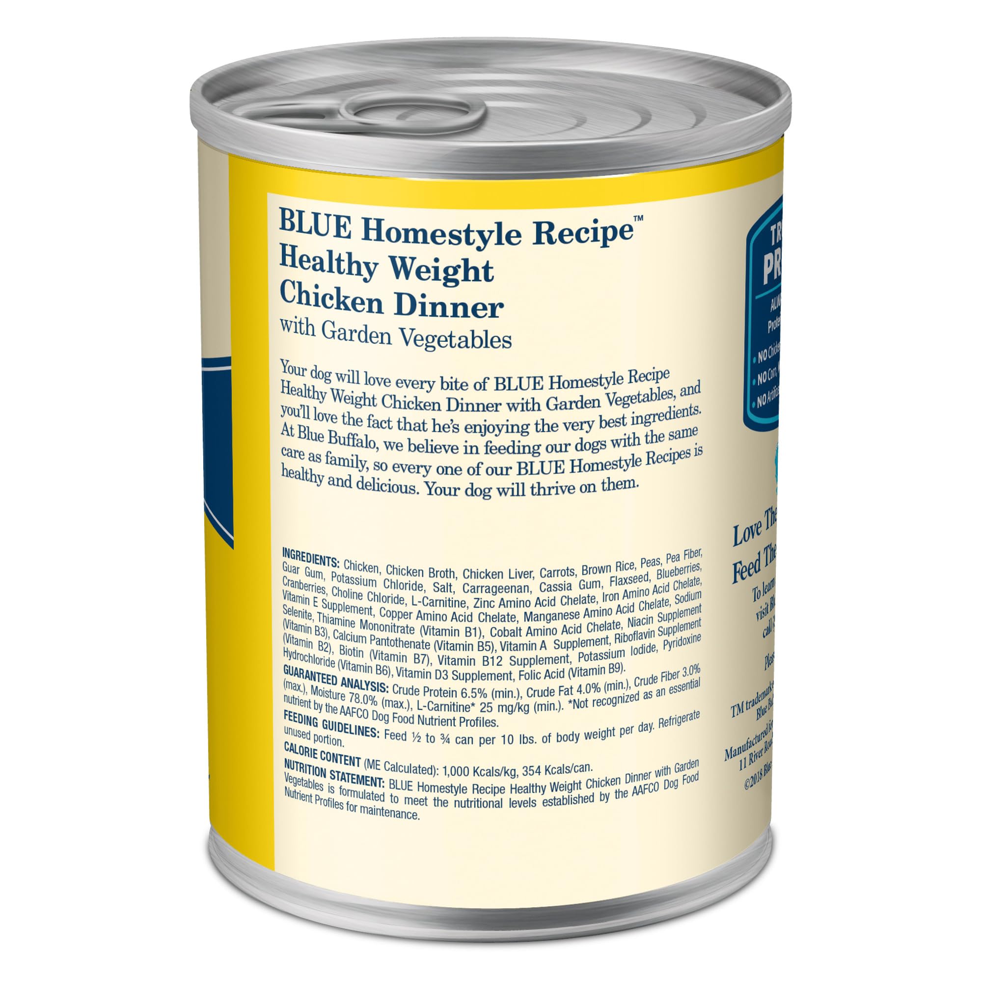 Blue Buffalo Homestyle Recipe Natural Adult Healthy Weight Wet Dog Food, Chicken 12.5-oz can (Pack of 12)