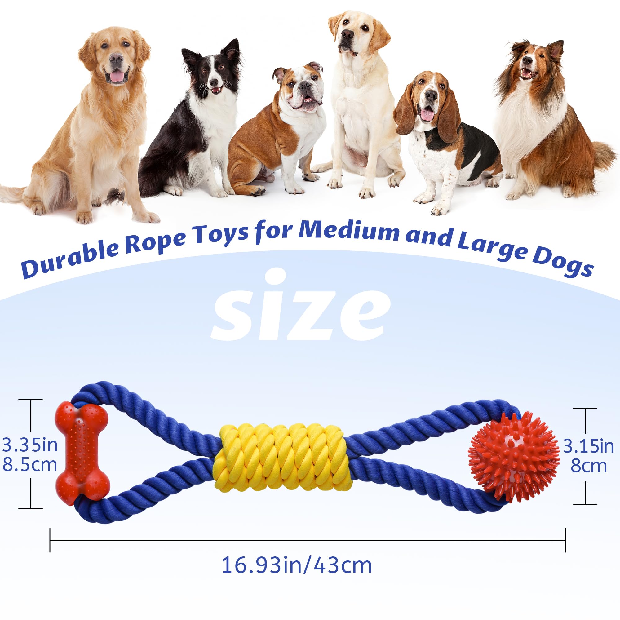 Aitmexcn Interactive Dog Rope Toys Tug Of War, Tough Dog Toys For Large, Medium & Small Dogs, 100% Cotton Chew Toys For Boredom,