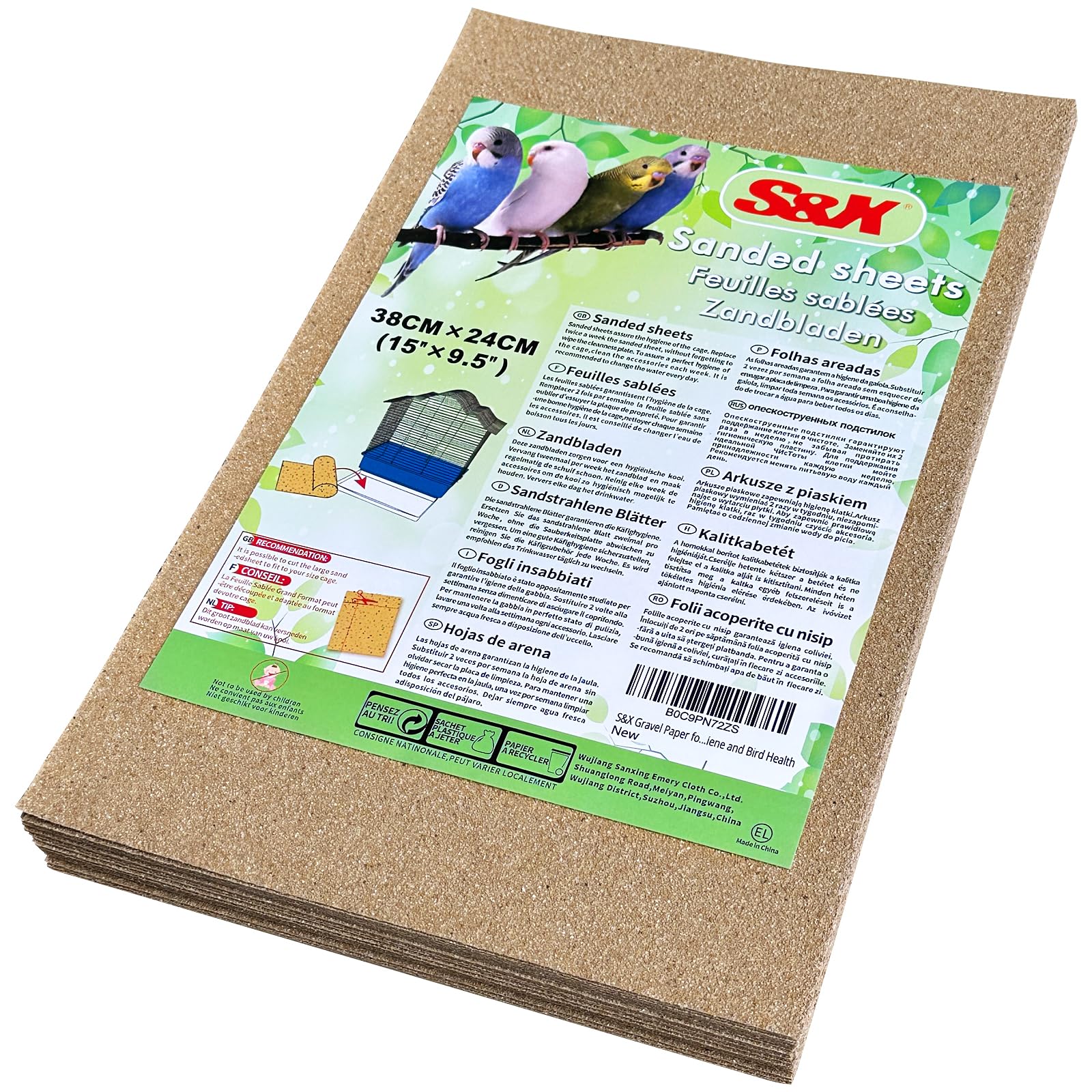 S&X Gravel Paper For Bird Cage 30-Pack 15 X 9.5 Cage Liner Paper  Sand Sheets For Enhanced Hygiene And Bird Health