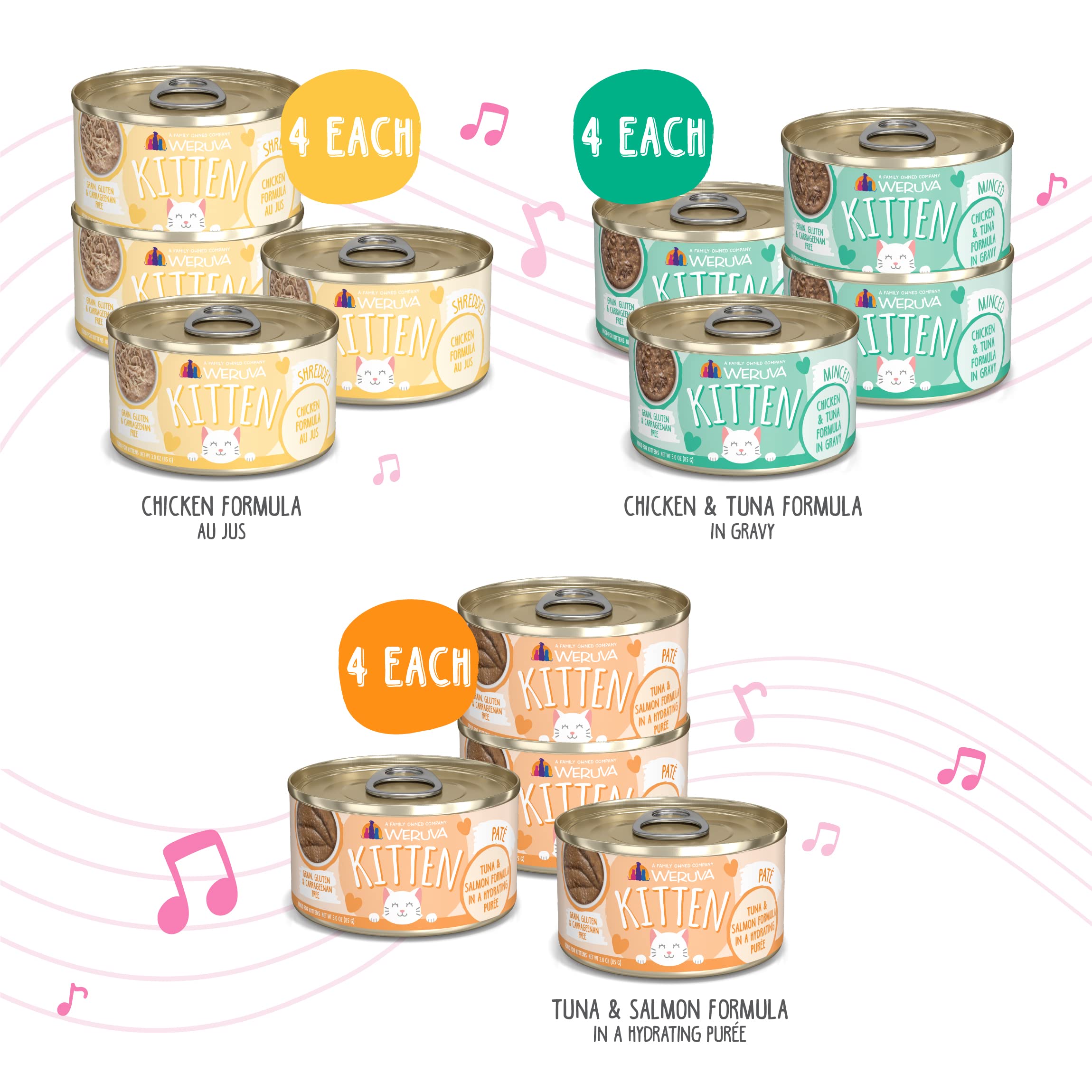 Weruva Kitten, Kitten Can Jam! Variety Pack, 3oz Can (Pack of 12)