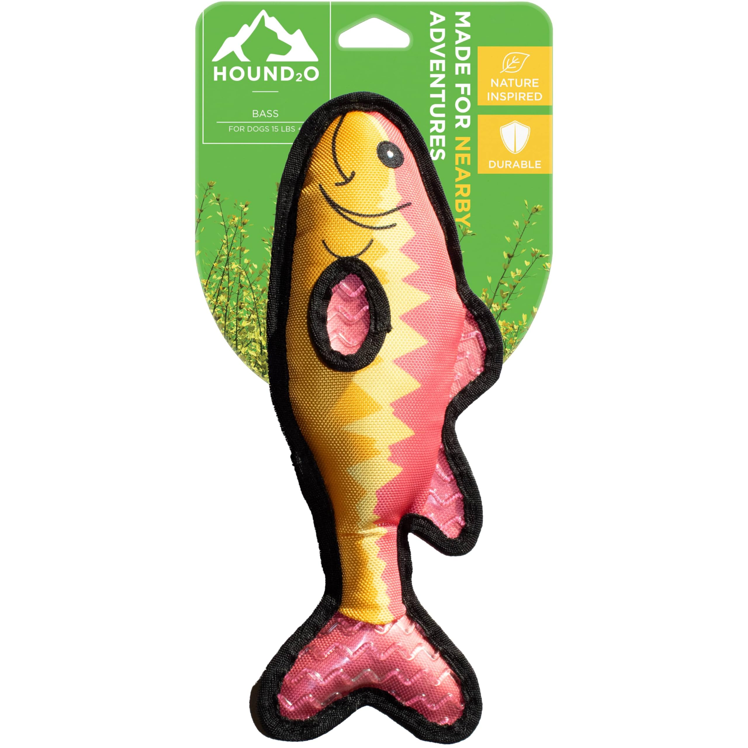 Hound2O Durable Plush Outdoor Toys For Dogs | Squeaky Bass | Fun Fishing Themed Dog Toy With Playful Squeaker