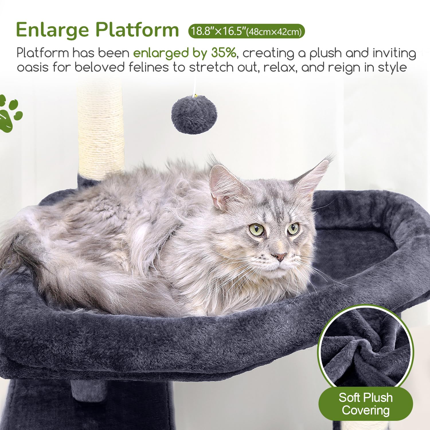 Globlazer S65 Extra Large Platform Cat Tree, 65In Sturdy Cat Scratching Tree For Indoor Cats Large Adult, Big Cat Perch Tower Wi