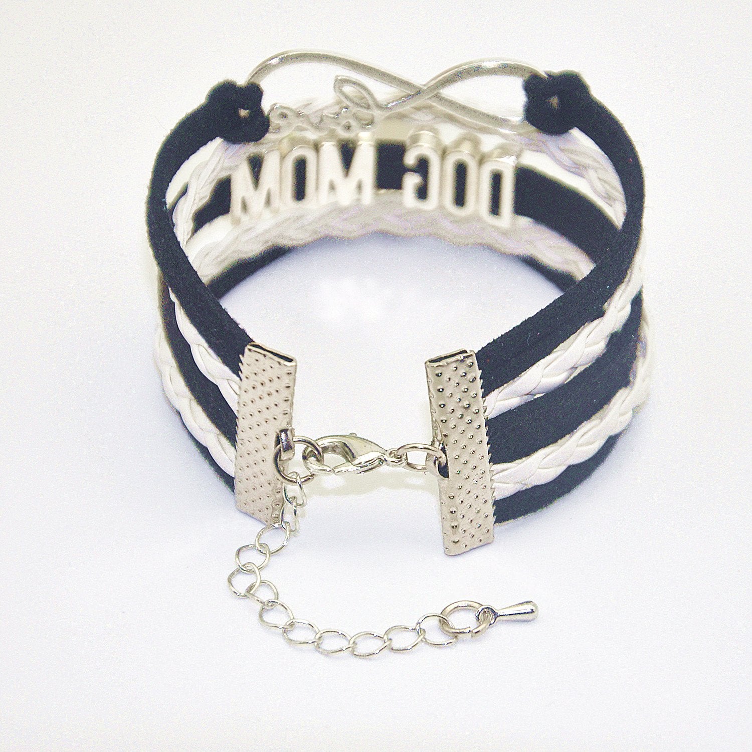 HHHbeauty Dog Mom Paw Bracelet - Memorial Paw Charm Bracelet For Dog Lovers (Black and White)