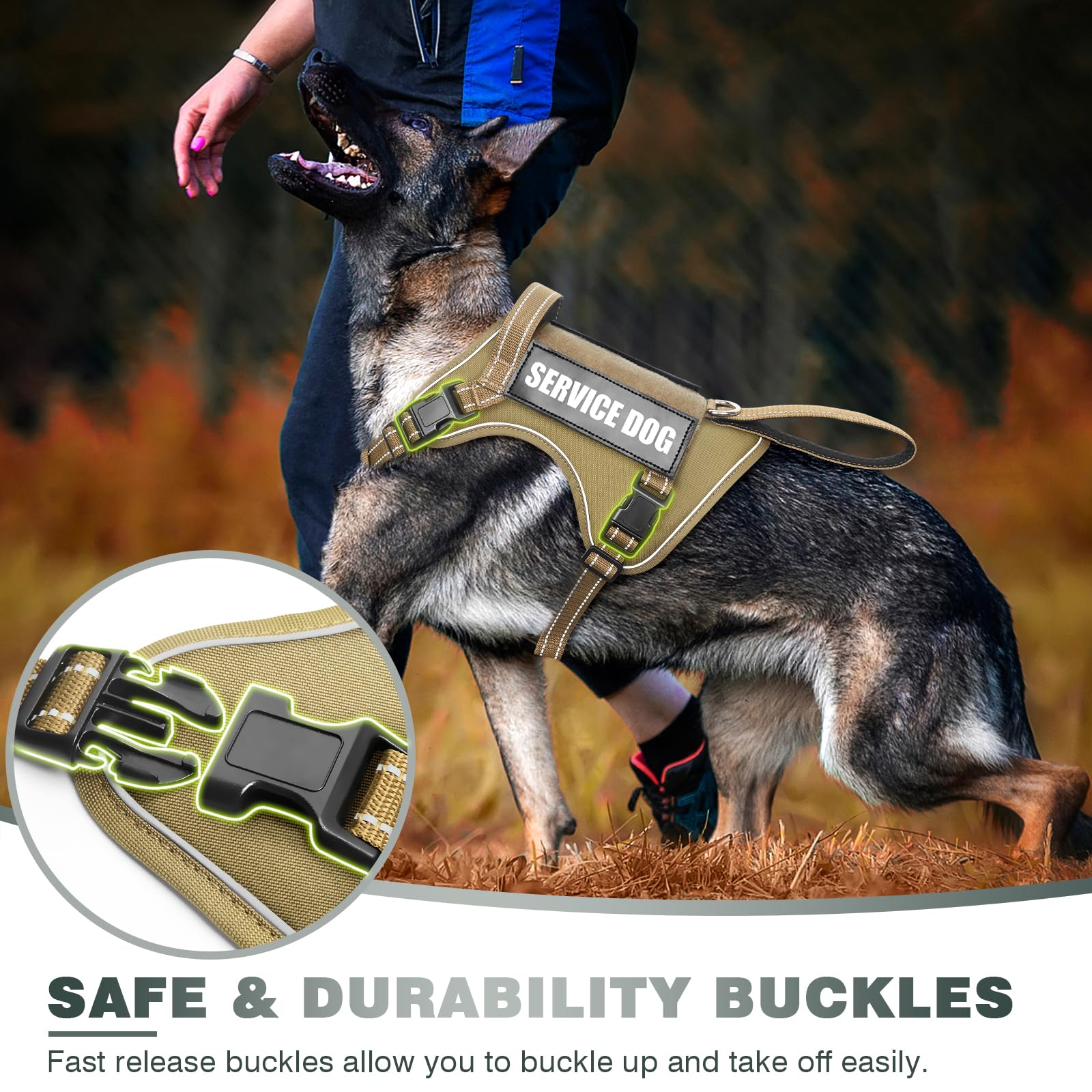 Winsee Tactical Dog Harness, No Pull Dog Harness For Medium Large Dogs With Handle & Molle, Military Service Dog Vest Harness In