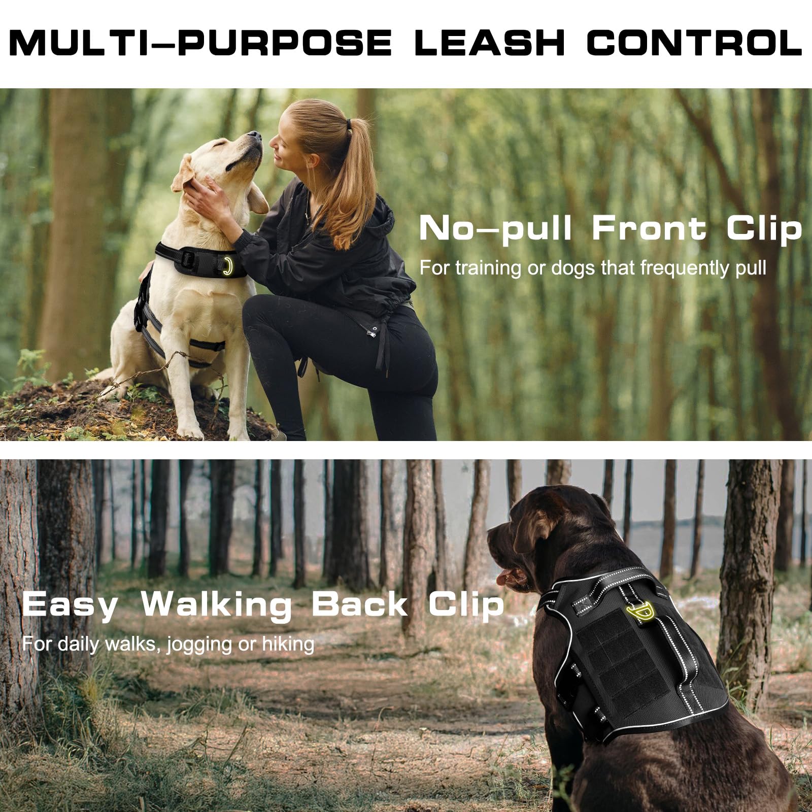 Dog Harness for Large Dogs Heavy Duty, No Pull Tactical Dog Harness with Molle System, Easy On and Off Service Dog Vest, Breatha