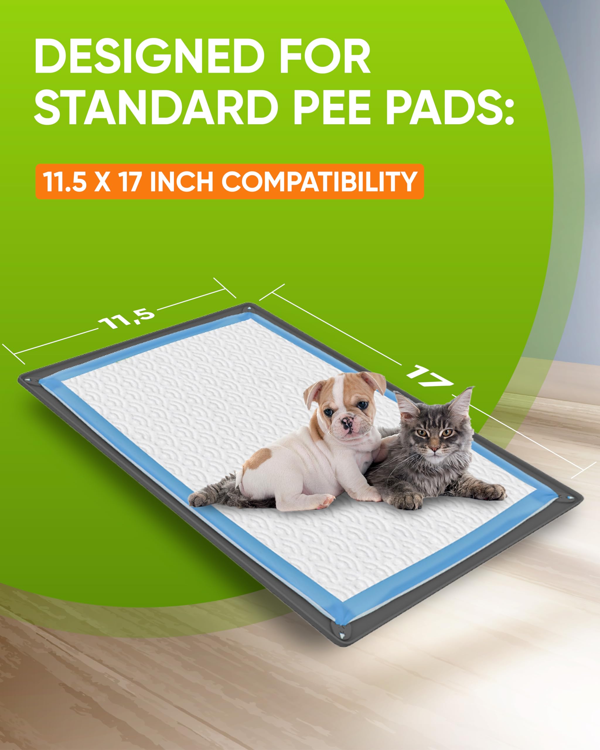 Tidyfriend Pee Pad Holder Tray 11.5 X 17 Inches, Puppy Pad Holder, Easy To Clean And Store, Silicon Non Slip Training Pad (Grey)