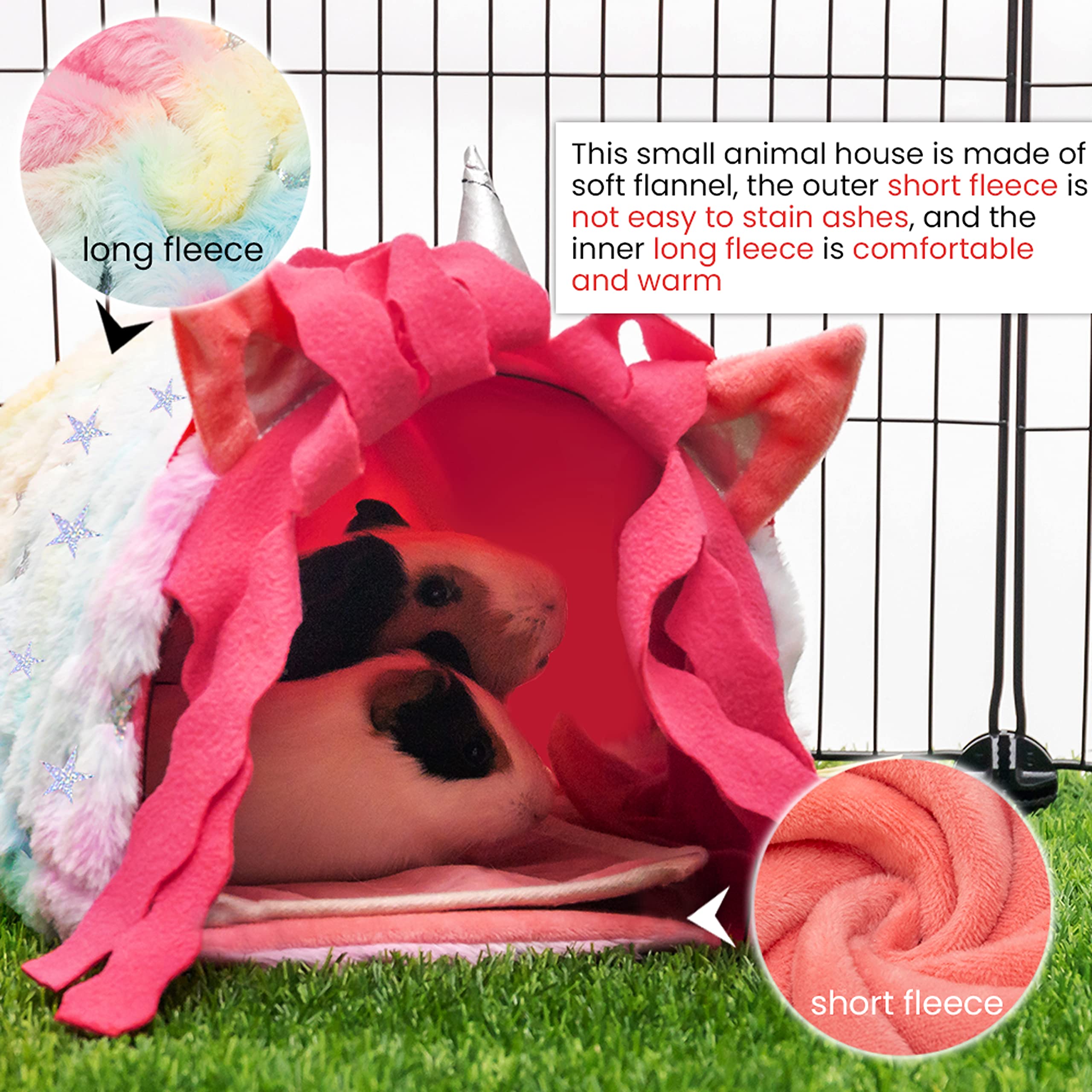 Pawnisaw Guinea Pig Hideout - Fleece Tunnel House Cage Accessories For Rat Hamster Hedgehog Chinchilla Small Animal - Playing Sleeping Hunting Resting Washable Tube Bedding Habitats