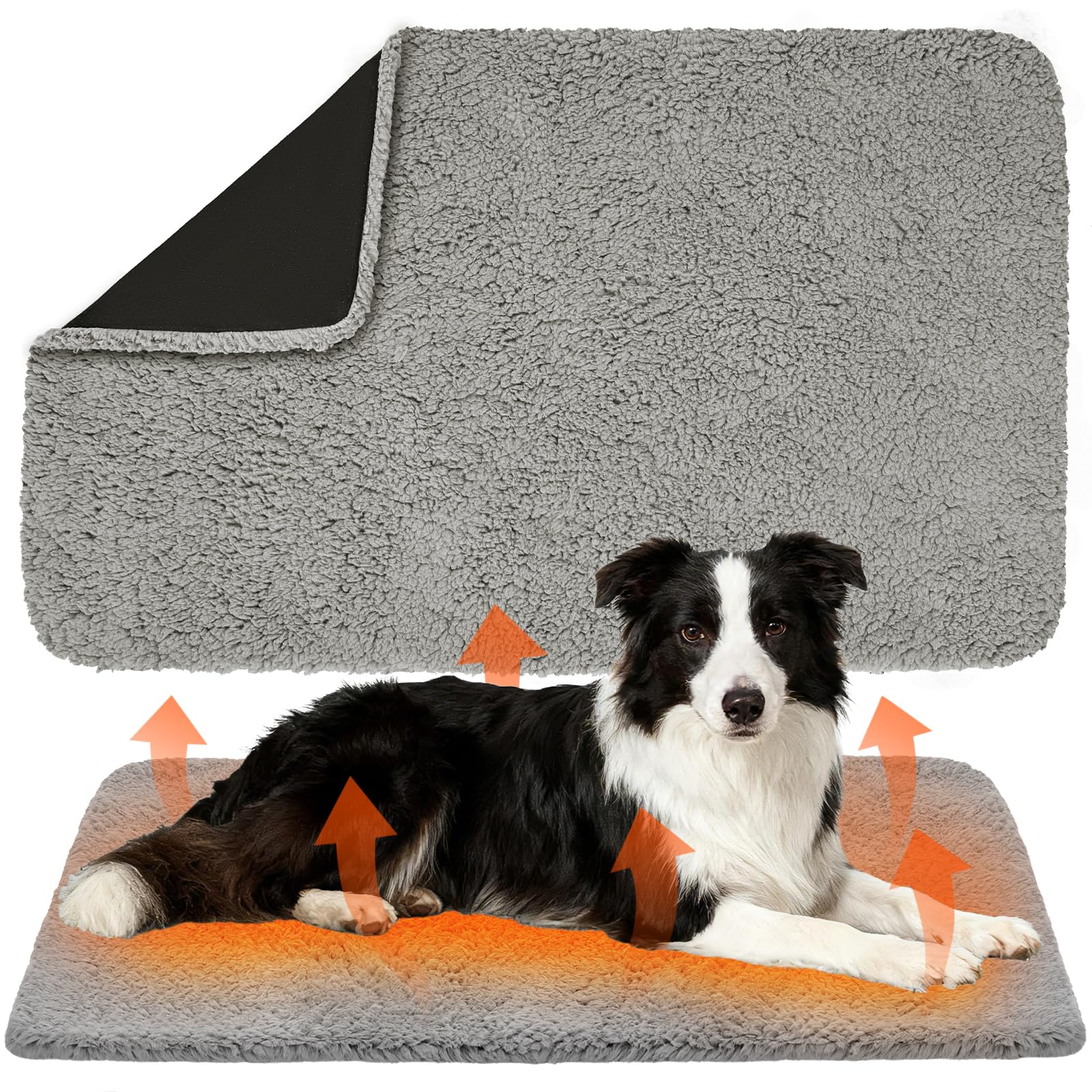 2 Pack Self Warming Dog Mats - 3624 Thermal Heating Pet Pads for Medium & Large Dogs, Soft Thick & Cozy for Extra Warmth, Washab