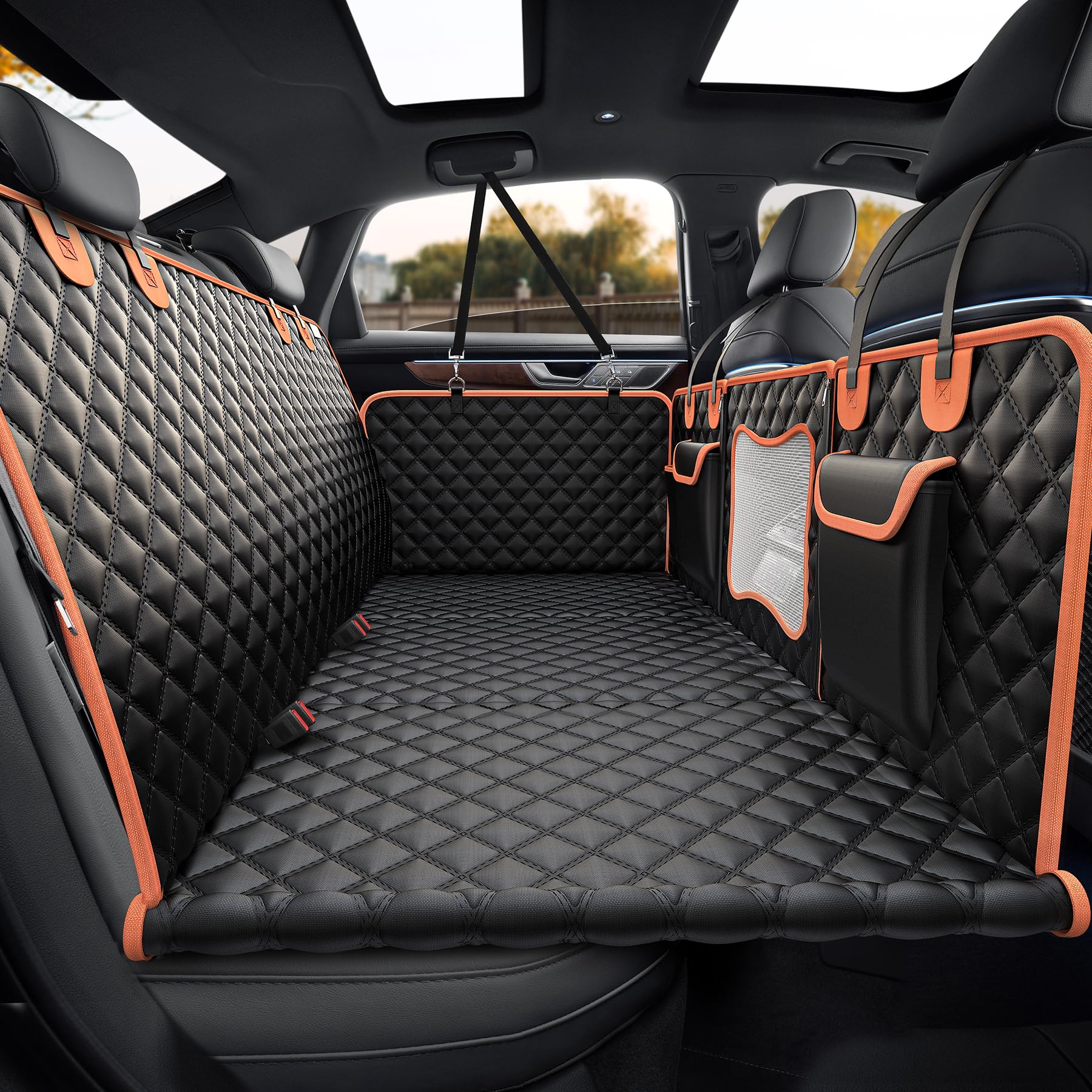 Mildly Home Back Seat Extender For Dogs,Dog Car Seat Cover For Back Seat With Hard Bottom Holds 450 Lbs Dog Hammock For Car,Back