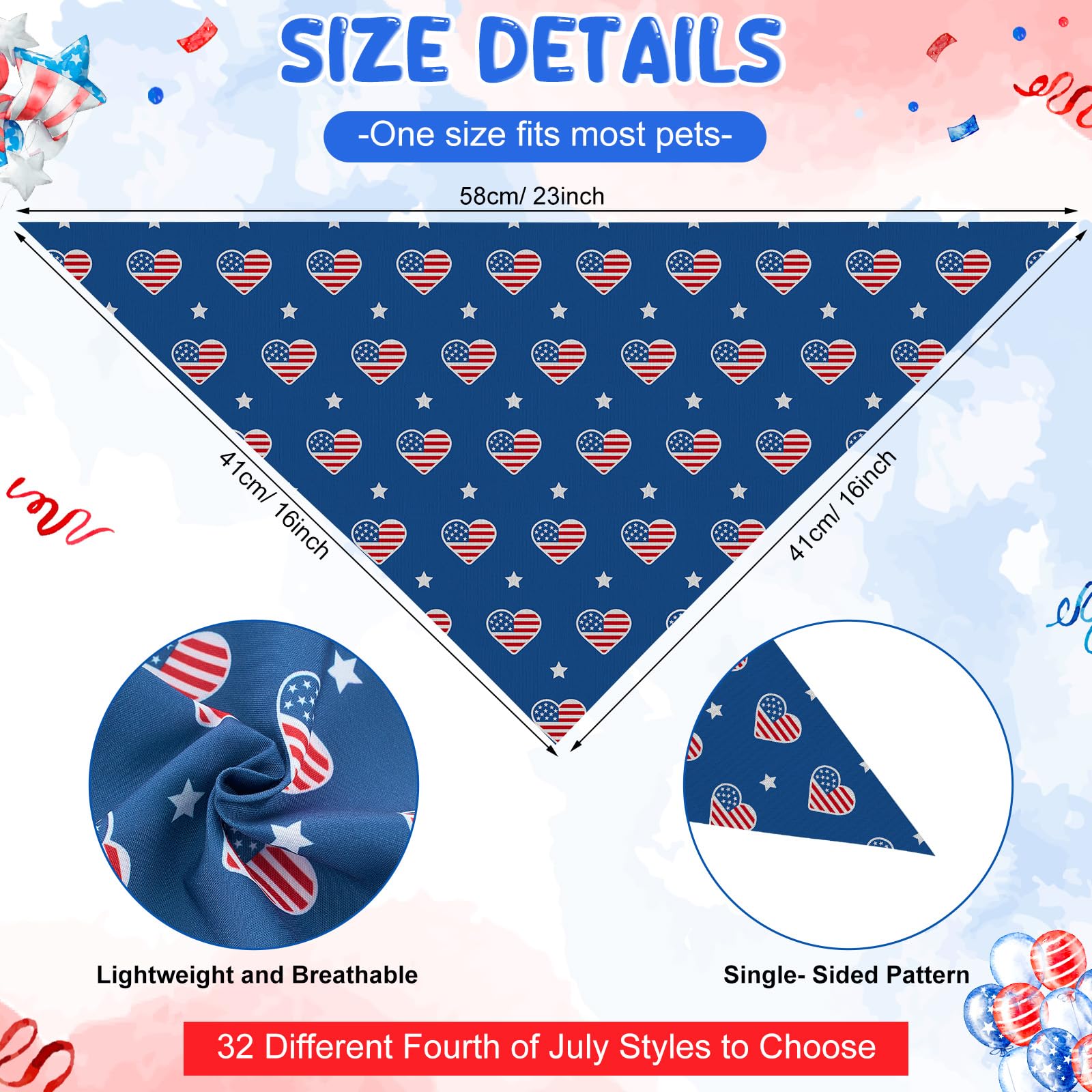 32 Pcs Patriotic Dog Bandanas Red White and Blue 4th of July Dog Bandanas American Flag Pet Scarf Triangle USA Bibs Independence