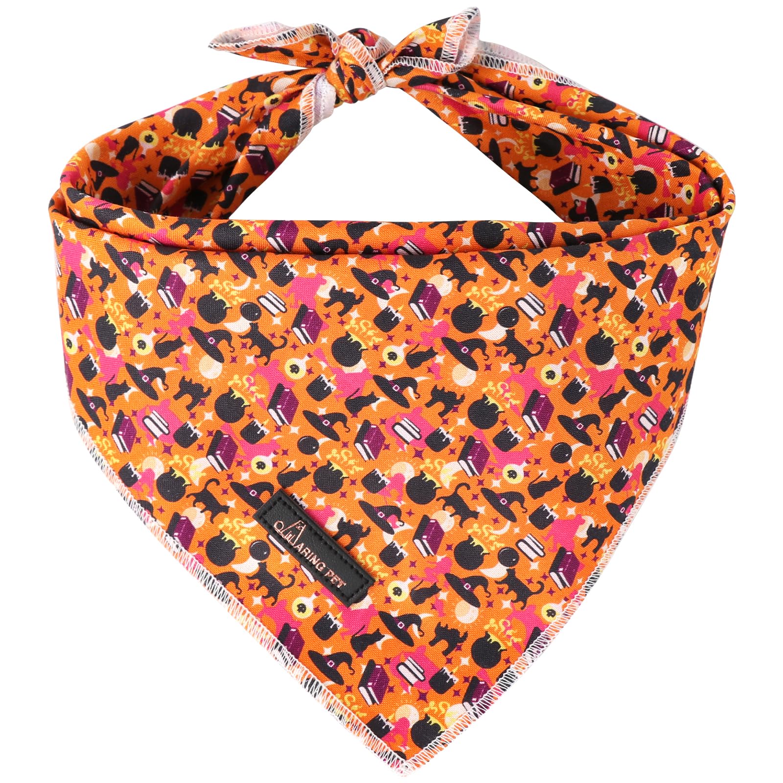 Aring Pet Halloween Dog Bandana, Cotton Orange Dog Bandanas, Soft Comfortable Halloween Pet Scarf Dog Triangle Bibs For Small To