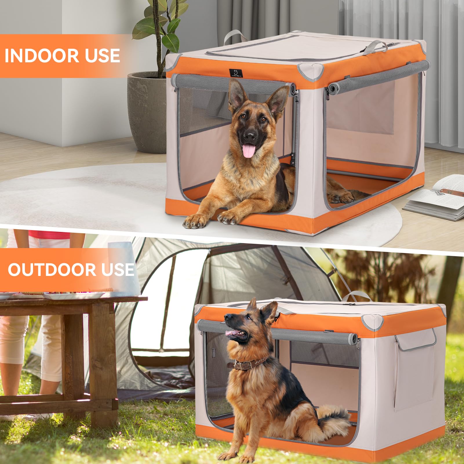 A4Pet Portable Dog Crate, Soft Dog Crate - 40 Inch Adjustable Stainless Steel Frame, Lightweight, Durable And Collapsible Crate