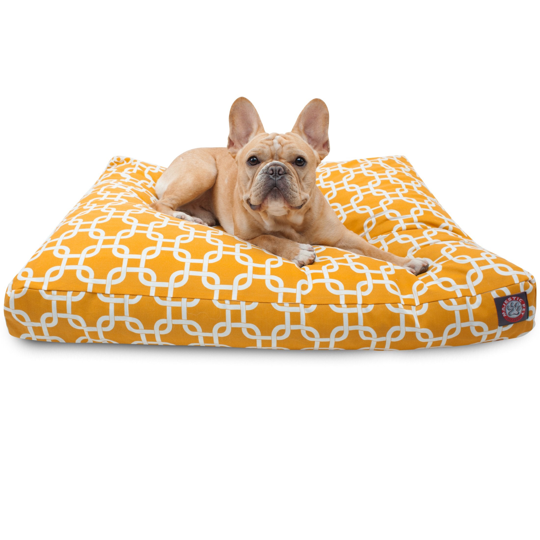 Yellow Links Small Rectangle Indoor Outdoor Pet Dog Bed With Removable Washable Cover By Majestic Pet Products