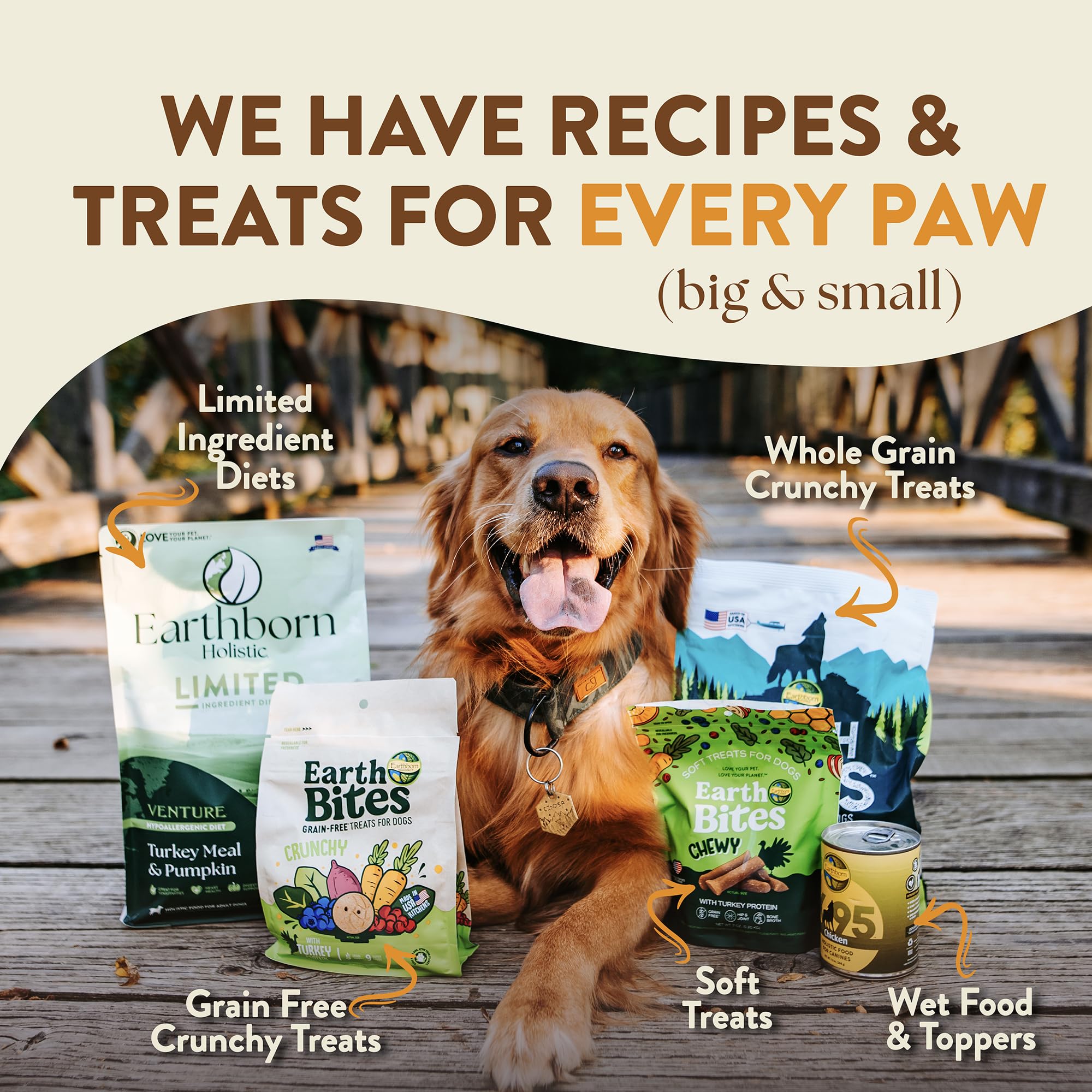 Earthborn Holistic Great Plains Feast Bison Meal & Vegetables Grain-Free High Protein Dry Food for Dogs & Puppies (4 lb. Bag)