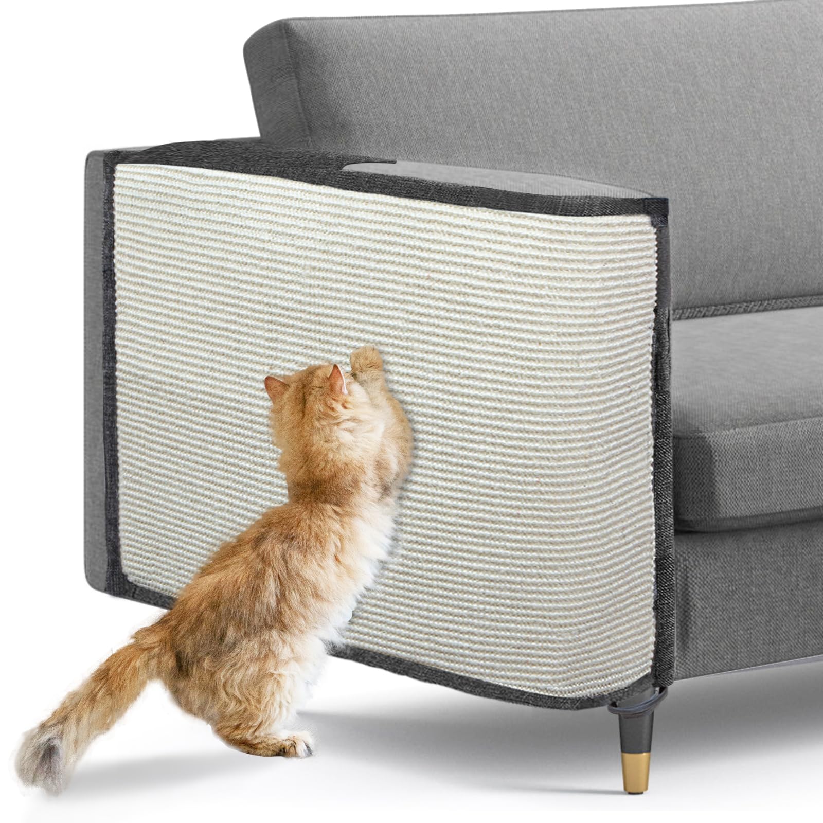 Large Size Cat Scratch Sofa Protector,27.5Inch*19.6Inch Sisal Couch Protector From Cats/Dogs Scratching For Big Arm Sofa Use (Right Hand-Large Size)