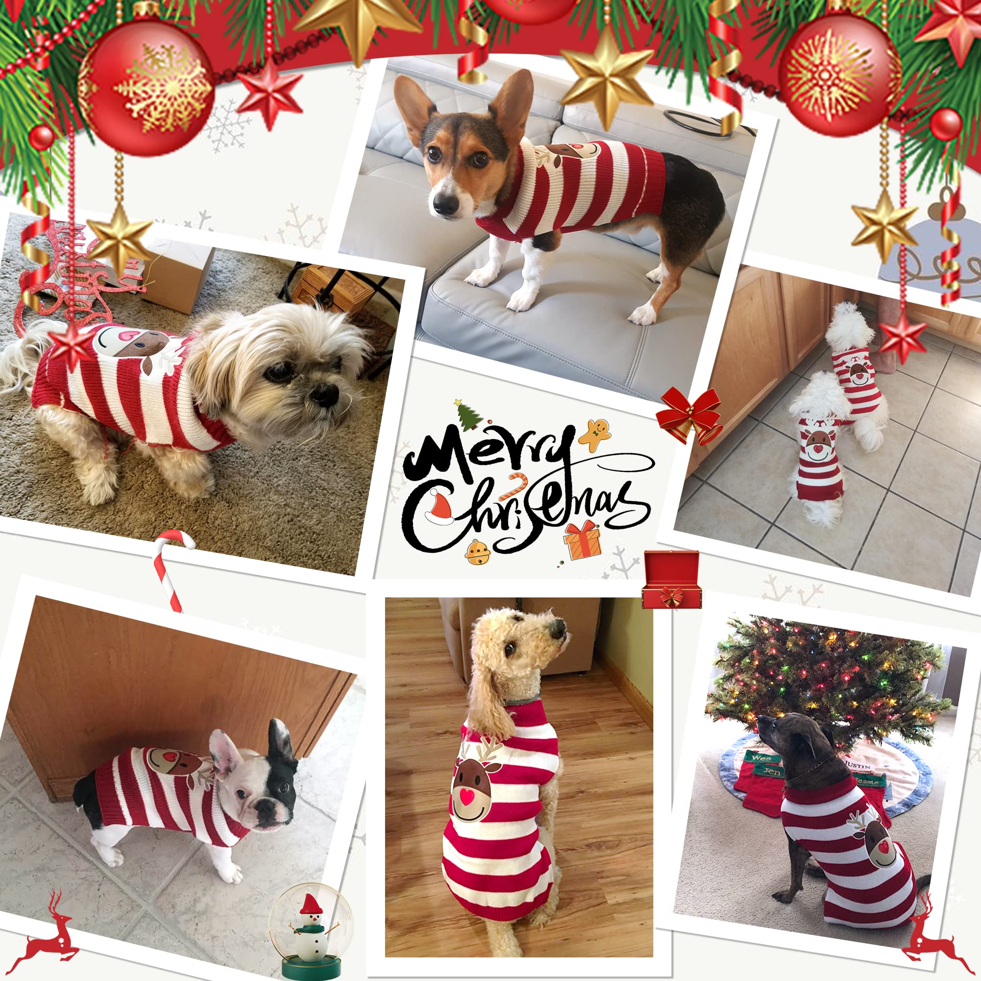 NACOCO Dog Reindeer Sweaters New Year Christmas Pet Clothes for Small Dog and Cat (Red, Large)