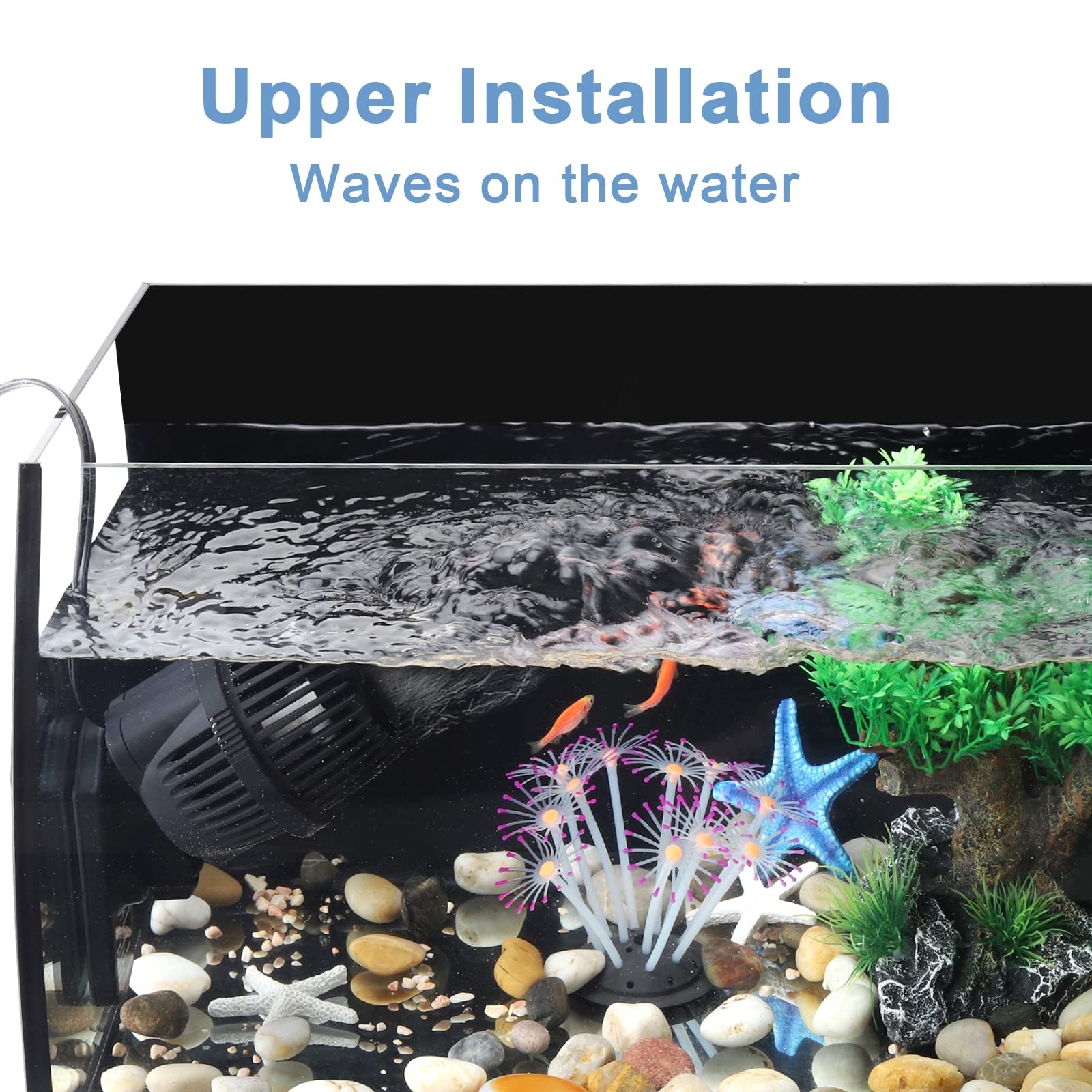 hygger 2100 GPH Aquarium Wave Maker Pump with Strong Magnetic Suction Base, Ultra-quiet 360 Degree Rotating Submersible Power He