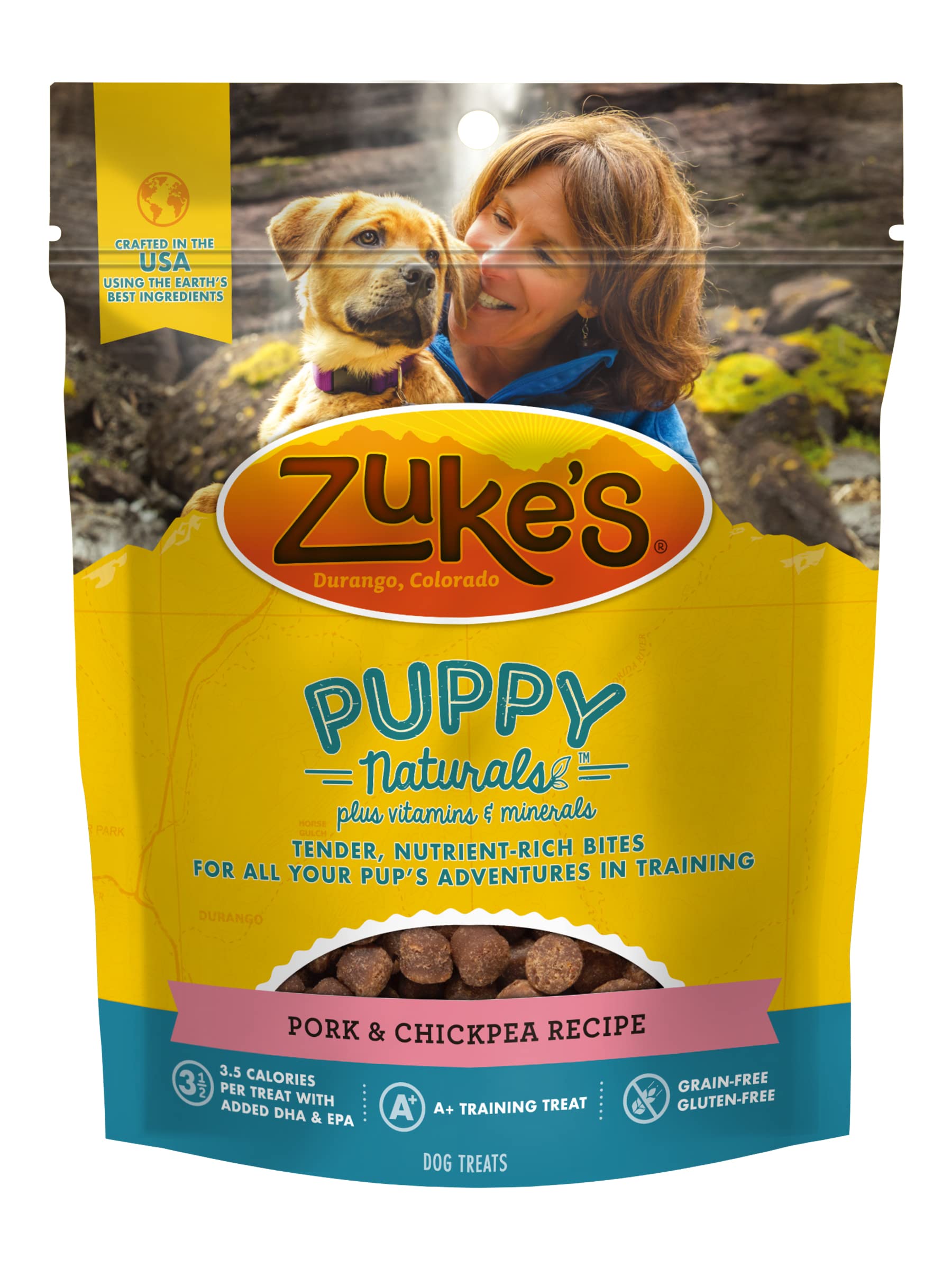Zukes Puppy Naturals Grain Free Pork and Chickpea Dog Treats 5 Oz