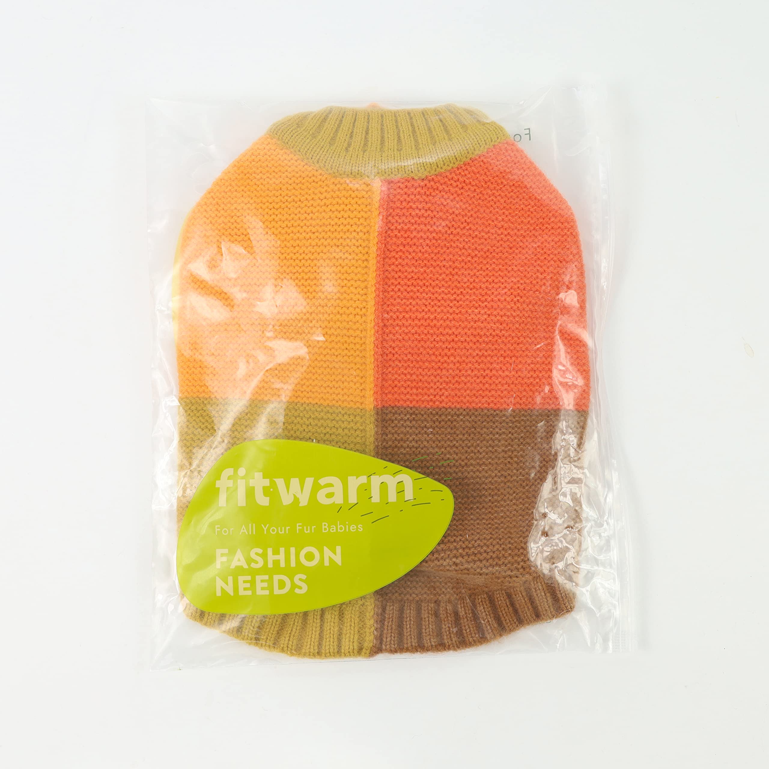Fitwarm Color Block Dog Sweater, Knitted Pet Coat, Dog Winter Clothes For Small Dogs Boy Girl, Cat Apparel, Orange, Yellow, Coff