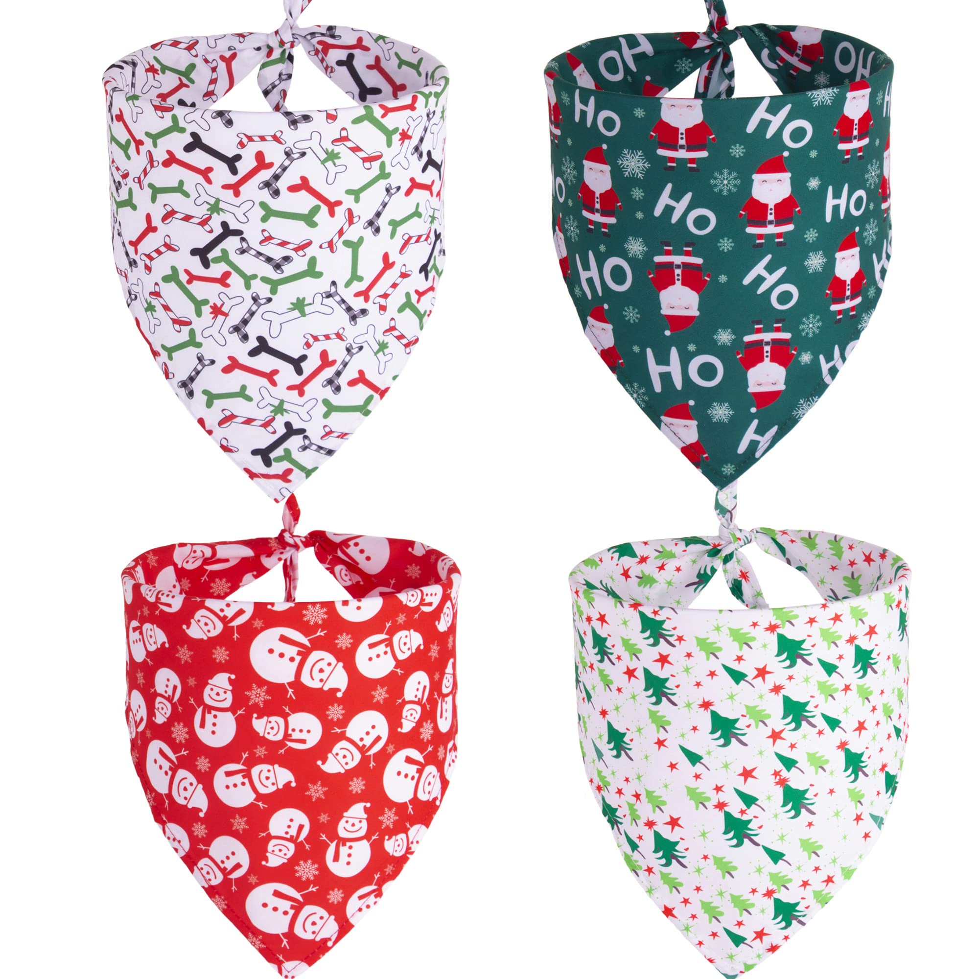 ADOGGYGO 4 Pack Dog Bandana Christmas Pet Scarf Triangle Bibs Kerchief Set Pet Christmas Costume Accessories Decoration for Medi
