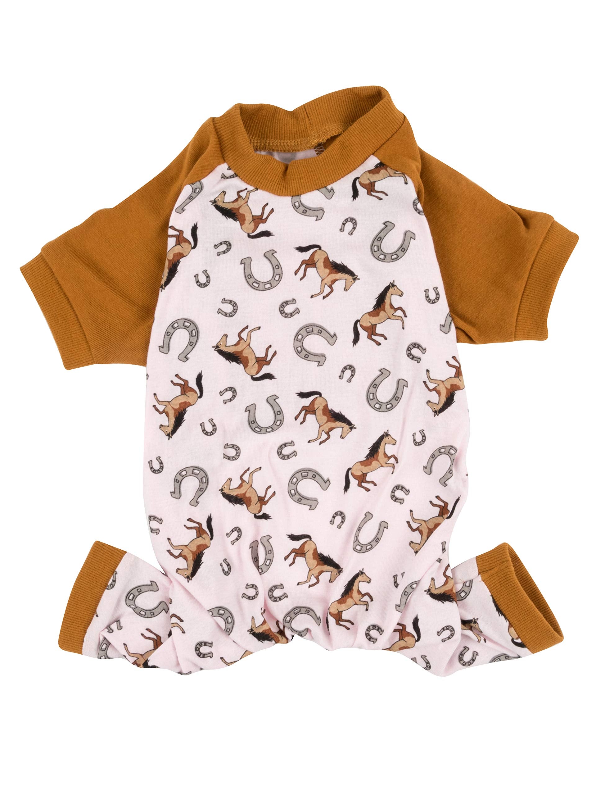 Leveret Matching Dog Pajamas Christmas Pjs 100% Cotton Horse Pink Size X-Small