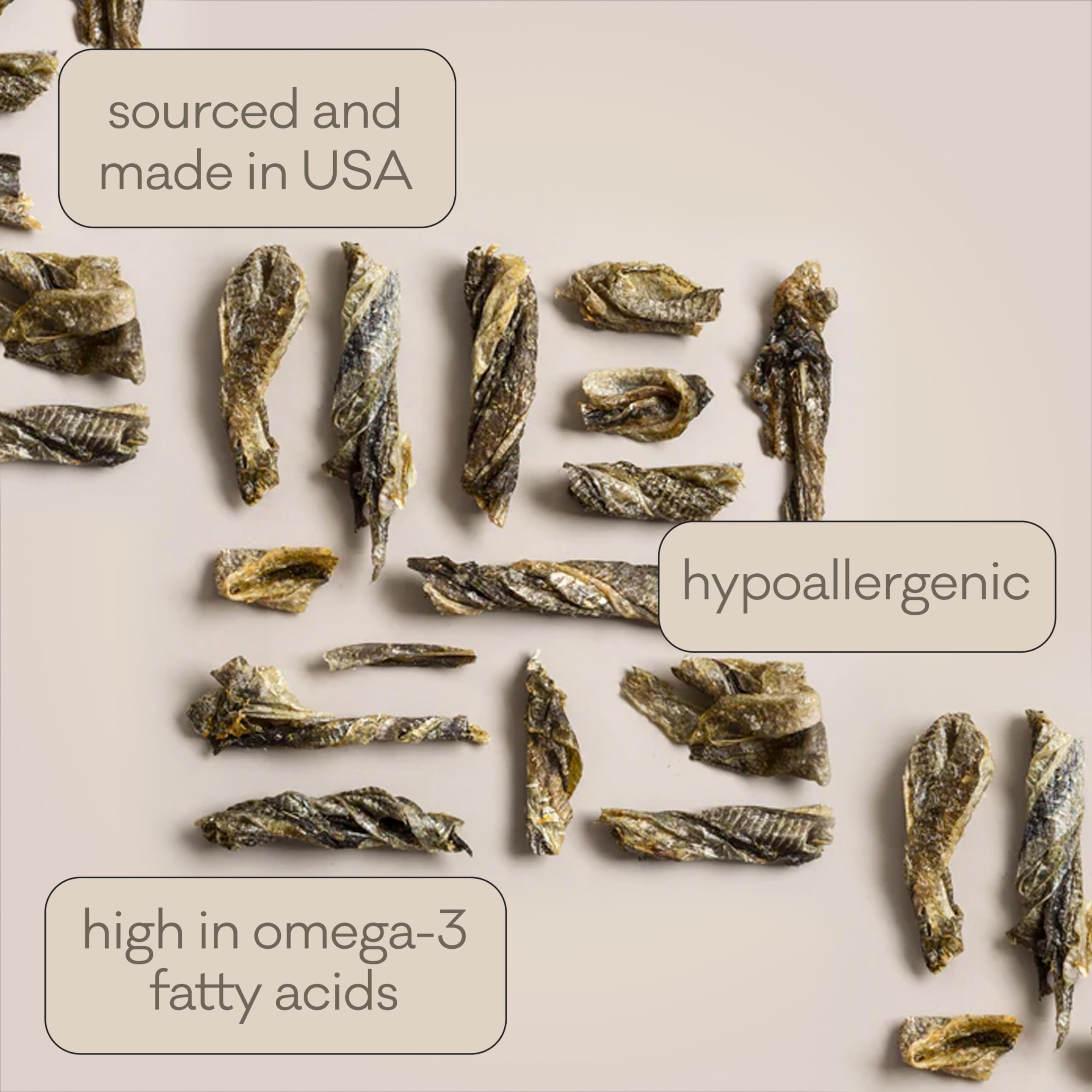 Polkadog Fish Skin Shorties Variety 3-Pack - Includes 2x Cod and 1x Salmon. All-Natural Dog Treats, Made in USA, Single Ingredie