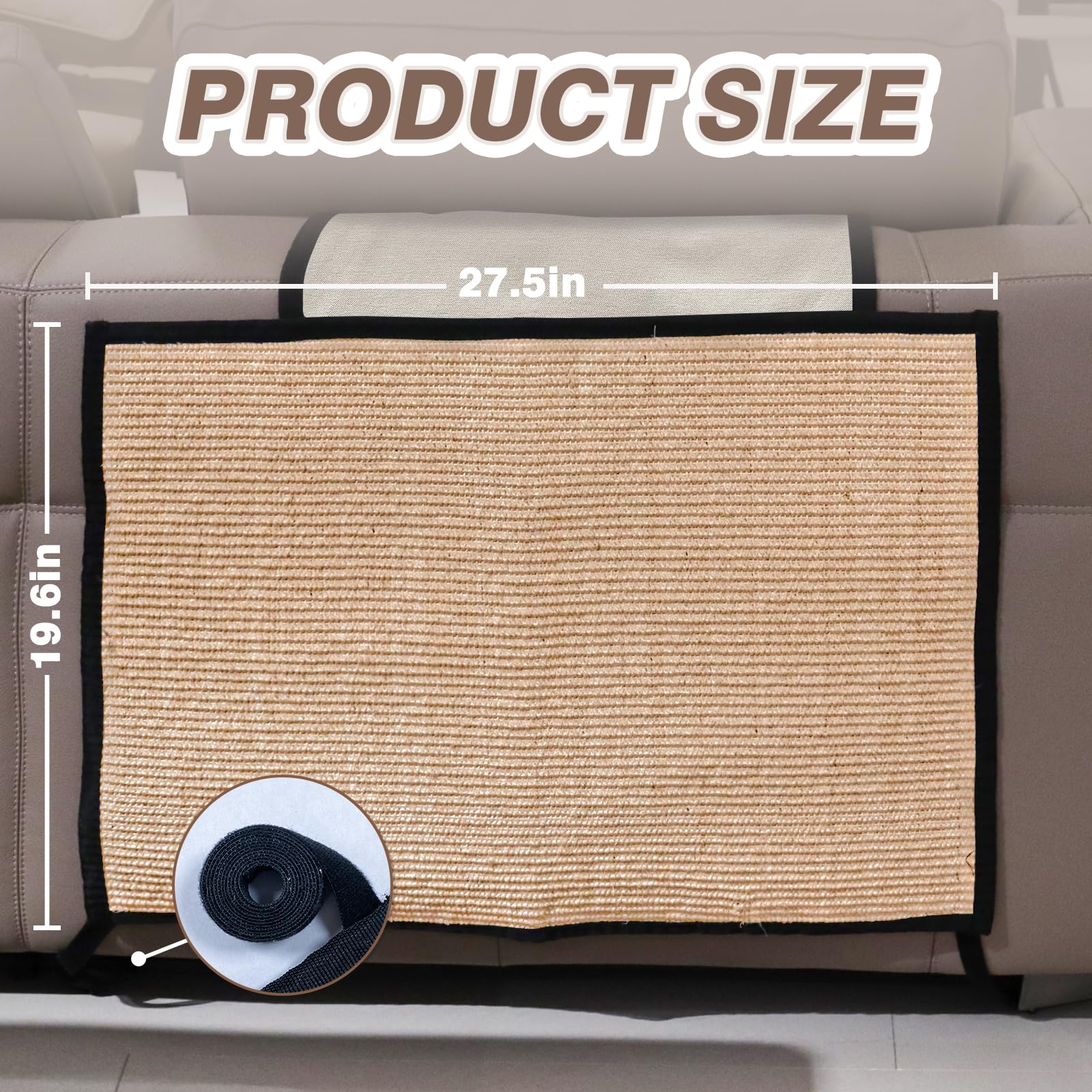 Cat Scratch Furniture Protector Natural Sisal Anti-Scratching Mat For Sofa Couch Chair - Suitable For Both Left And Right Sides