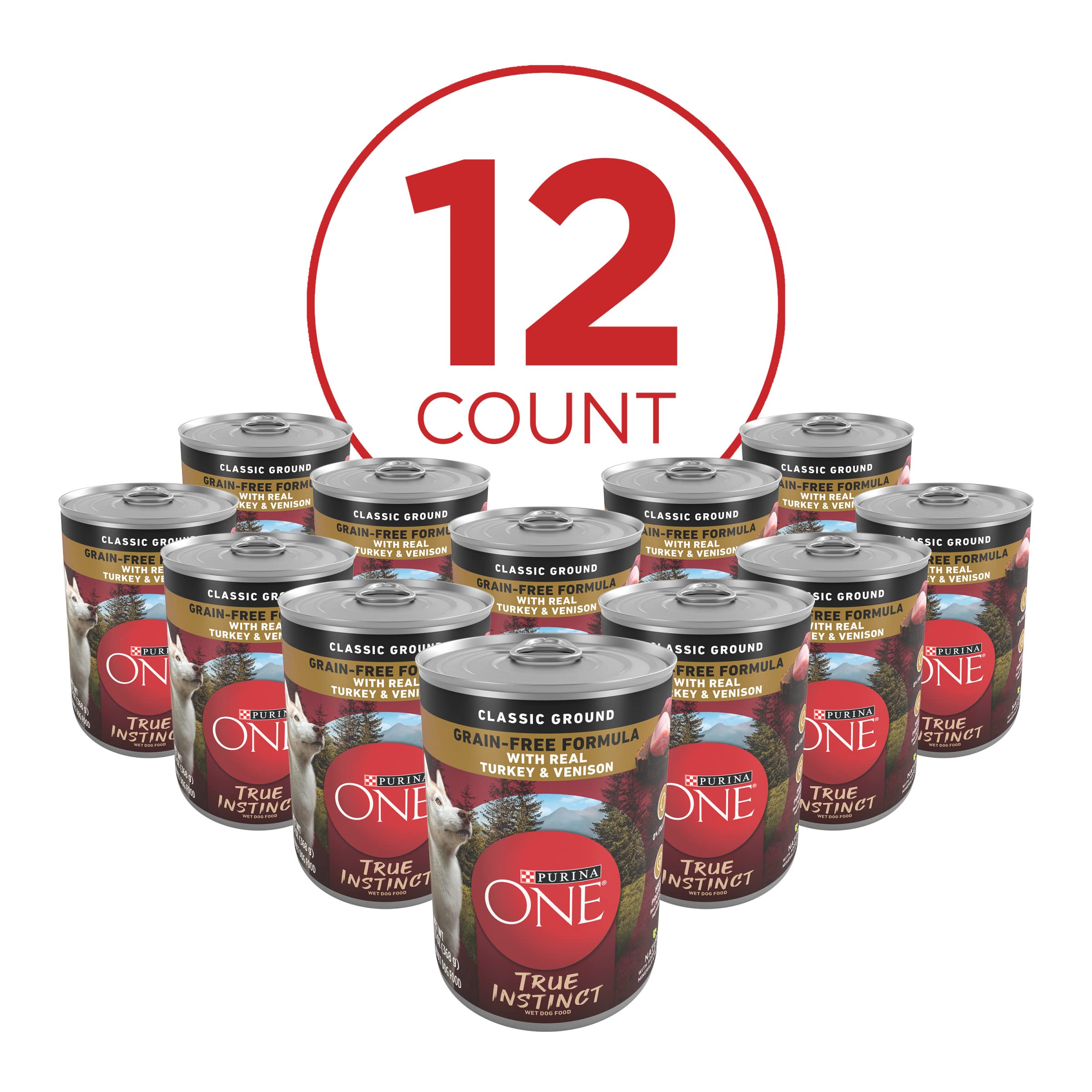 Purina ONE Wet Dog Food True Instinct Classic Ground Grain-Free Formula With Real Turkey And Venison High Protein Wet Dog Food -