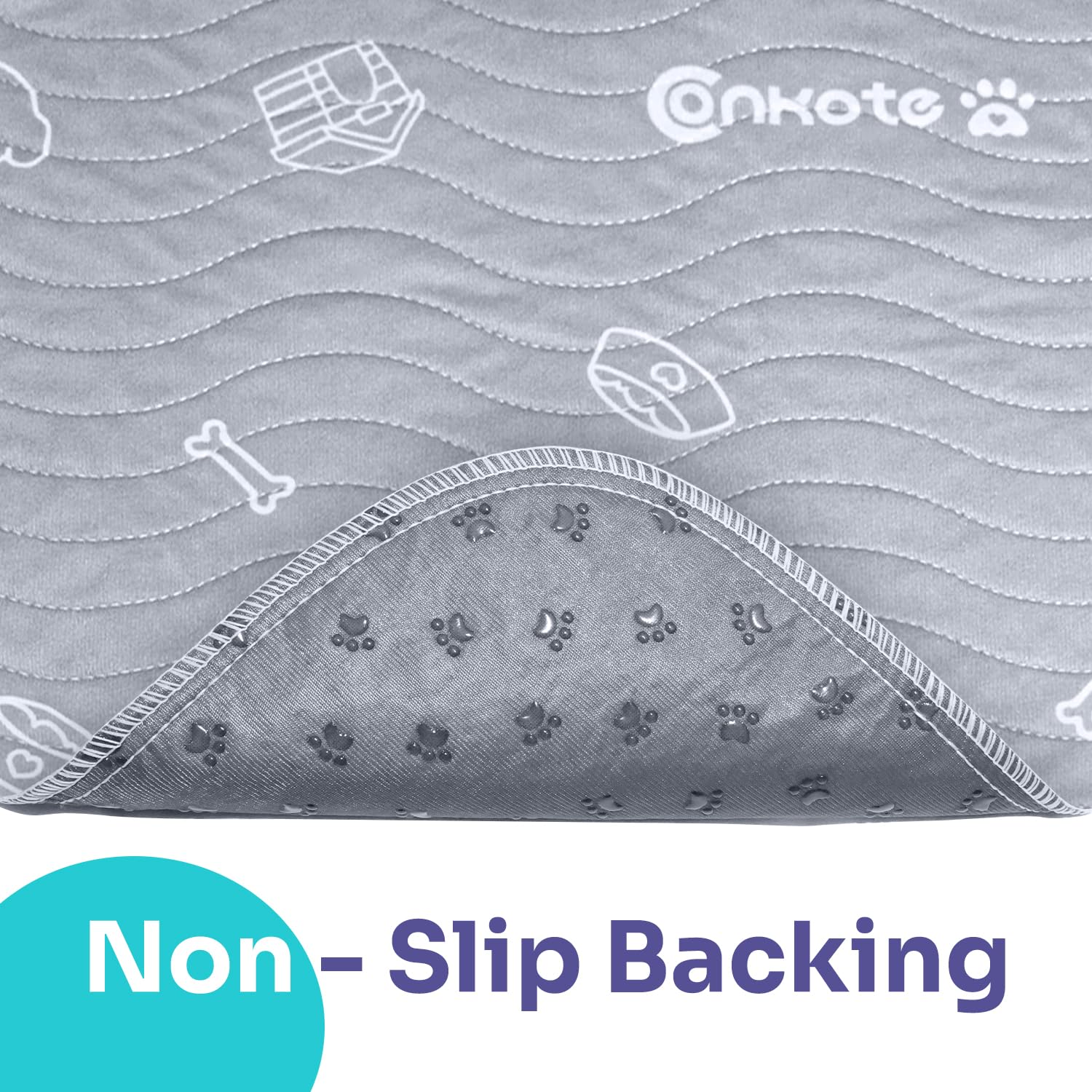 Conkote Puppy Pads Washable 2 Pack, 18x24 Reusable Pee Pads for Dogs with Non-Slip Waterproof Design for Dog Training, Playpen,