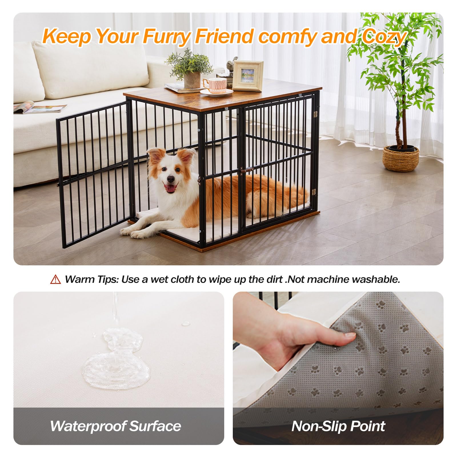Made4Pets Dog Crate Furniture Dog Kennel Indoor Decorative Wood Dog Cage, 31   L X 21.6   L X 25.3   H, Brown