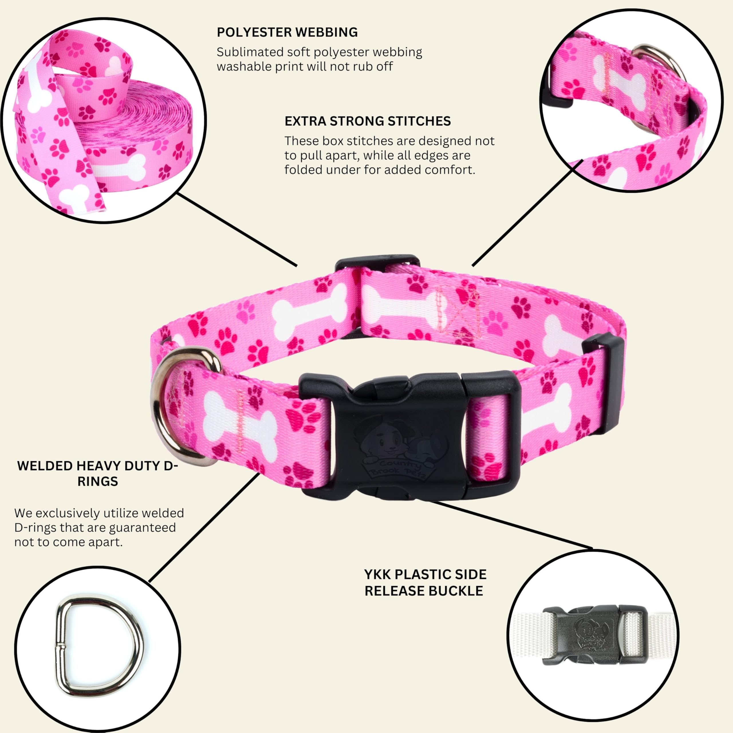 Country Brook Petz - Deluxe Pink Oh My Dog Dog Collar - Made In The U.S.A. - Dog'S Life Collection Featuring Playful Designs (1