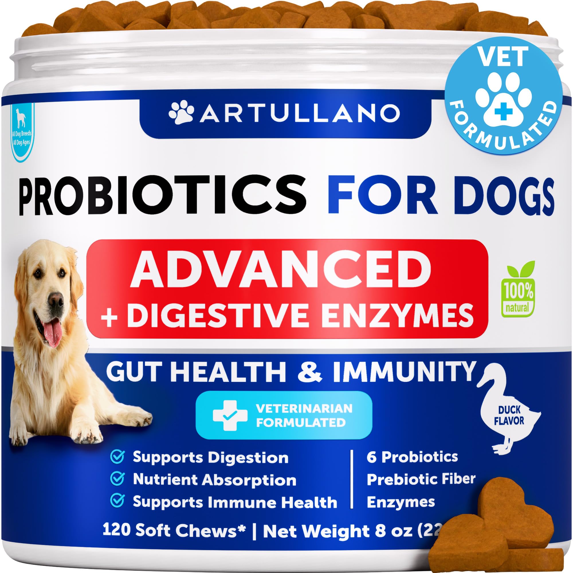 Probiotics for Dogs - Support Gut Health, Itchy Skin, Allergies, Immunity, Yeast Balance - Dog Probiotics and Digestive Enzymes 