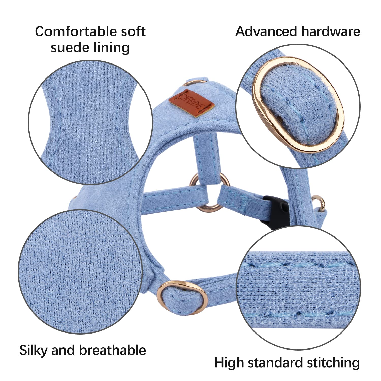 Chede No Pull Puppy Harness And Multifunction Dog Leash Set- 8 Colors Soft Adjustable No Choke Escape Proof Cute,Lightweight Pet Vest Harness For Small And Medium Dog (Xs, Blue)