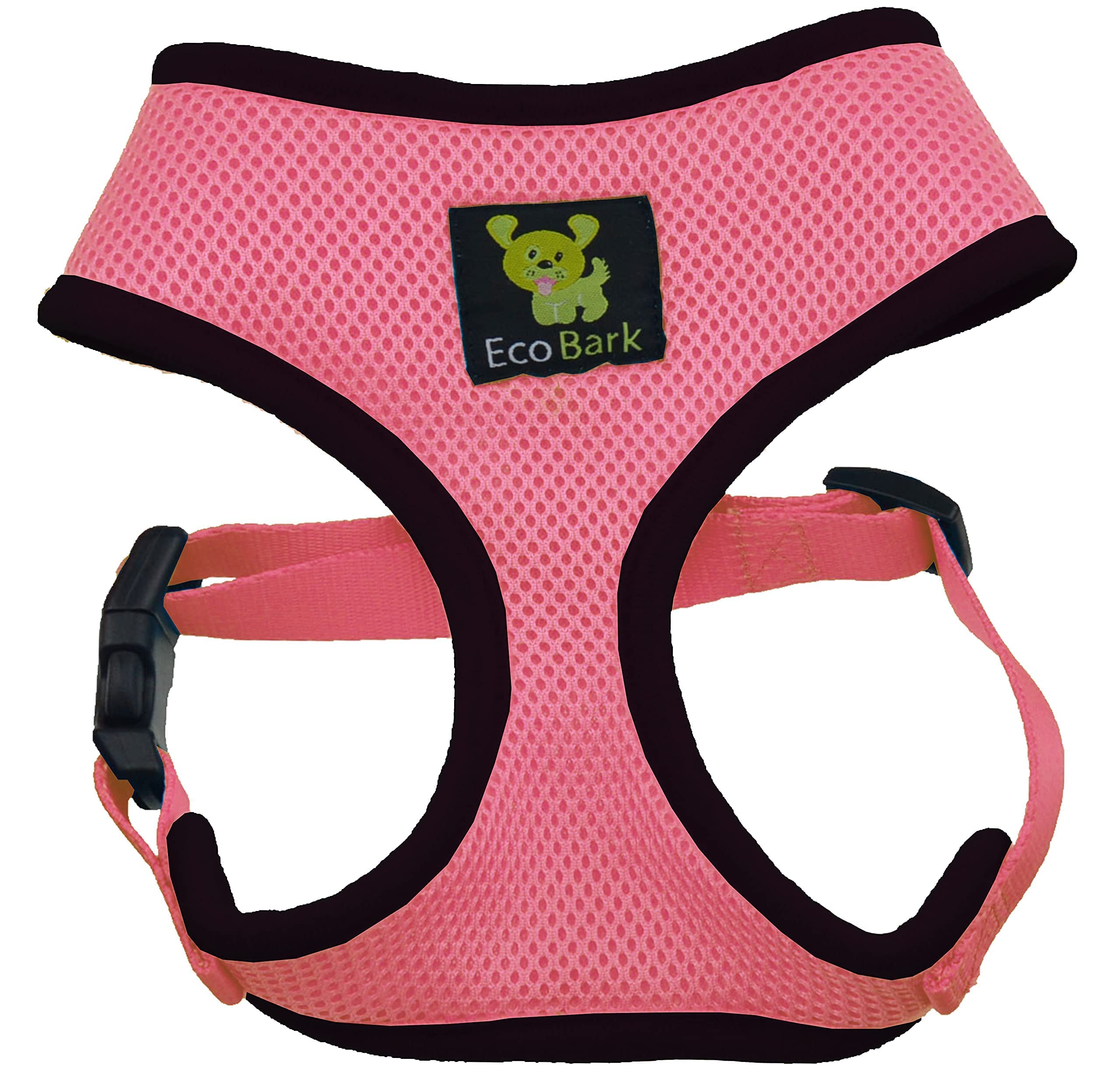 Ecobark Dog Harness - Eco-Friendly Max Comfort Harnesses - Luxurious Soft Mesh Halter - Over The Head Harness Vest- No Pull And No Choke For Puppy, Small Breeds & Medium Dogs (Large, Light Pink)