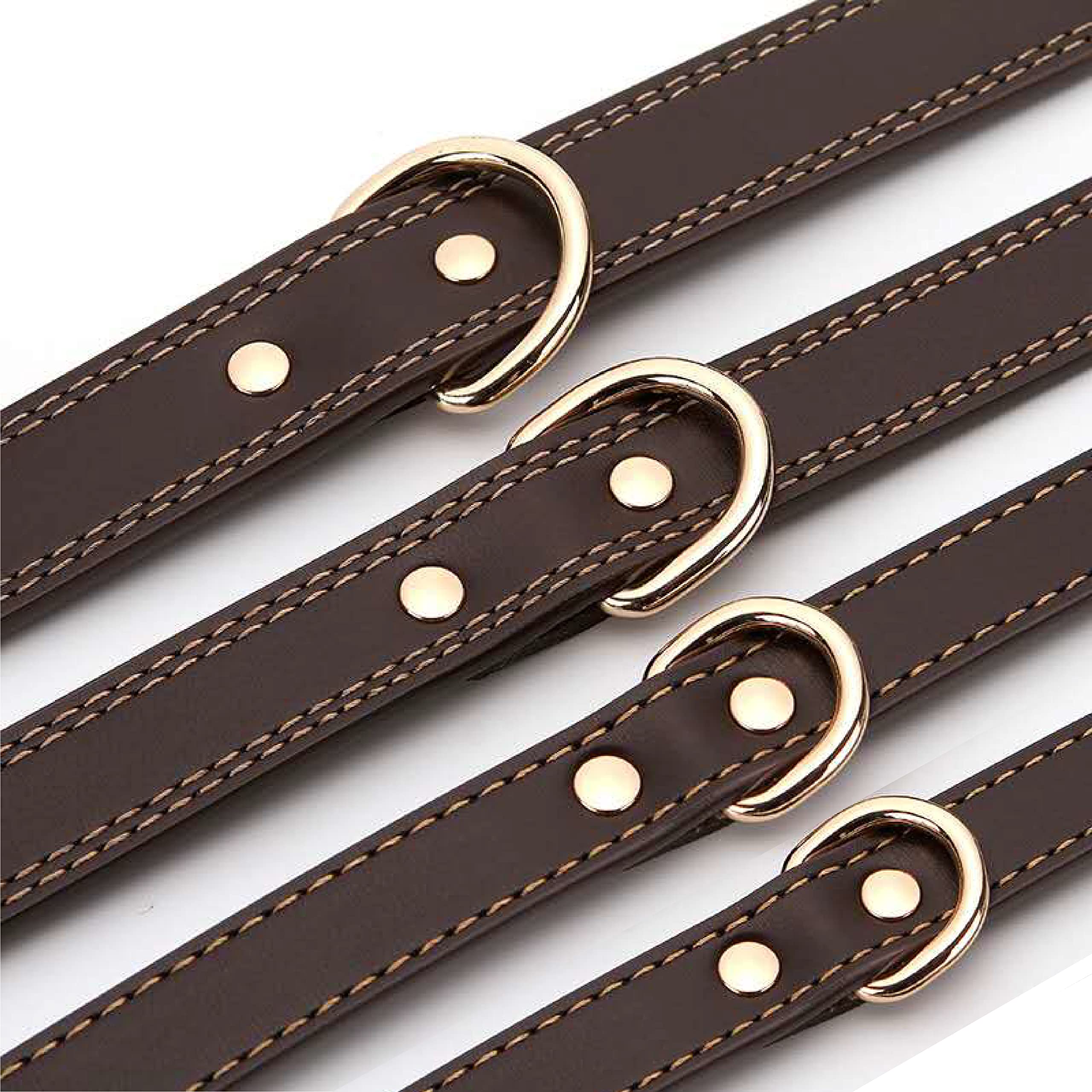 Personalized Dog Collar - Engraved Soft Leather - Custom Small Medium or Large Size with Name Plate (Medium, Brown)