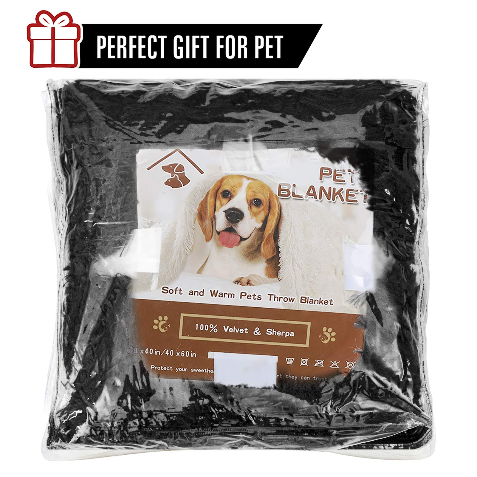 Lochas Luxury Fluffy Dog Blanket, Extra Soft And Warm Sherpa Fleece Pet Blankets For Dogs Cats, Plush Furry Faux Fur Puppy Throw Cover, 40''X60'' Black