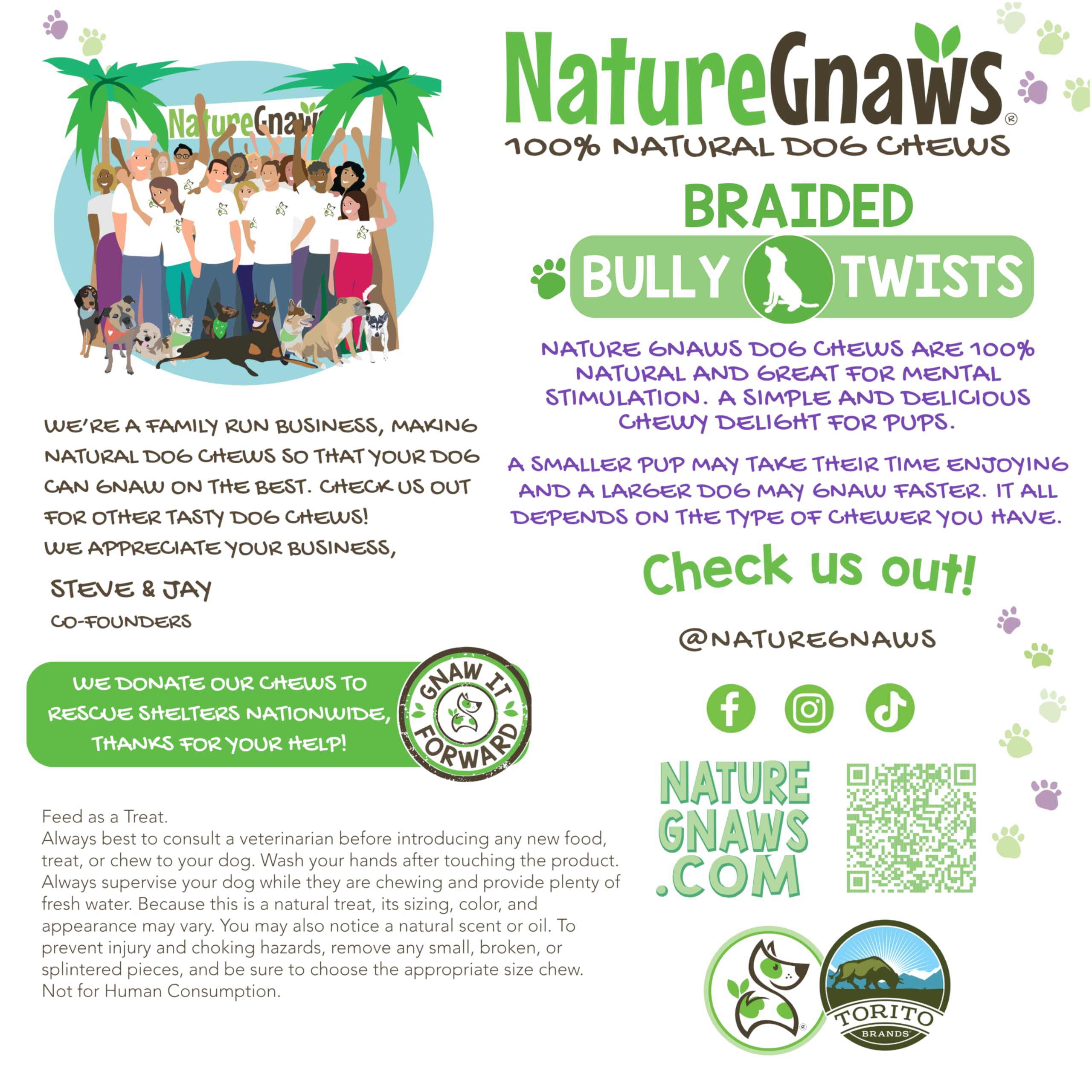 Nature Gnaws Braided Bully Twists for Dogs 5-6 (3 Count) - Long Lasting for Small and Medium Dogs - Natural Beef Dog Chew Bones