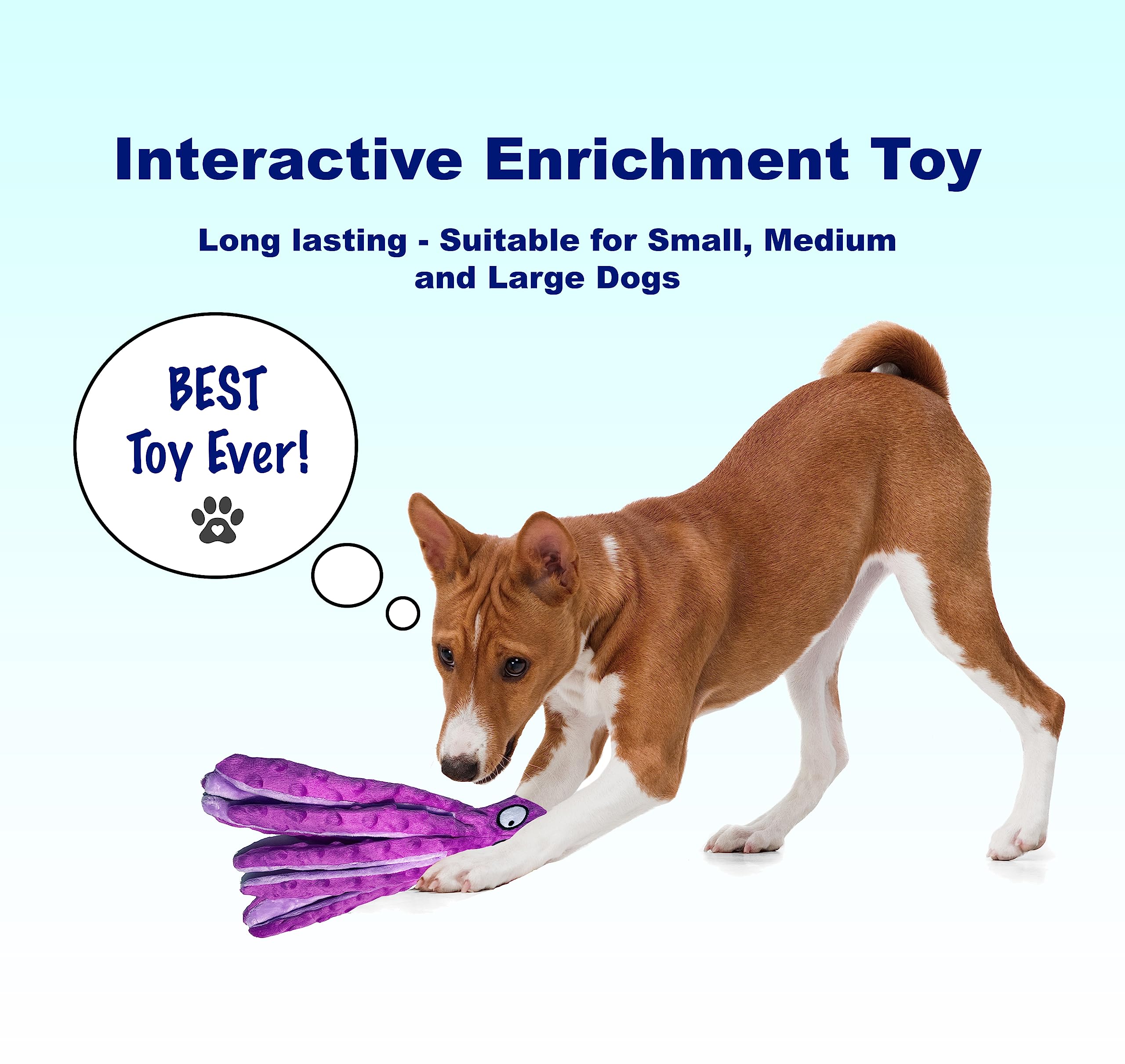 Shaggytailvillage Squeaky Dog Toys, Dog Toys For Small, Medium And Large Breeds, Tough Dog Toys To Keep Them Busy, Durable And Soft Crinkle Plush Puppy Toys For Boredom (Purple Octopus 1Pc)