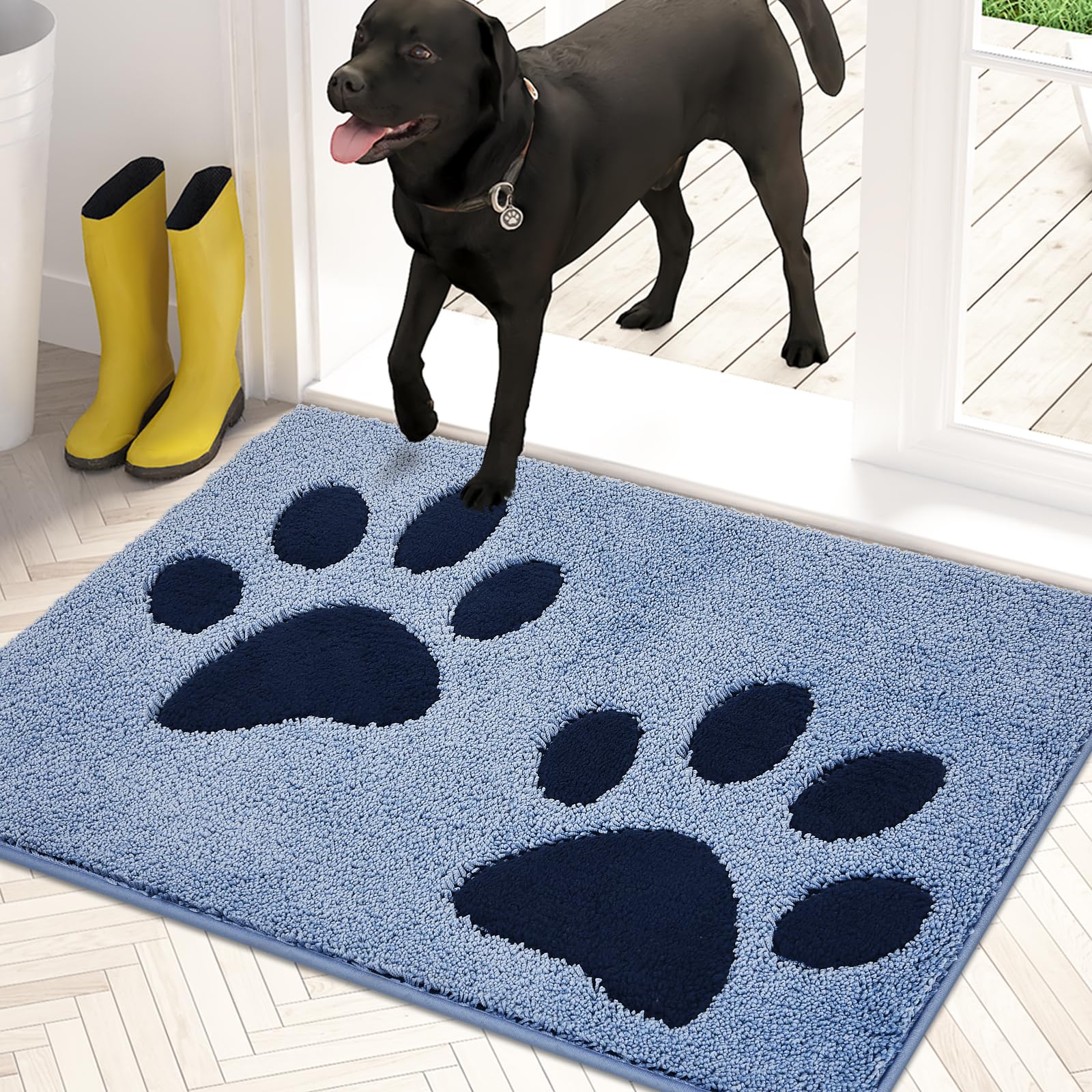 Purrugs Dirt Trapper Door Mat 24' X 35.5', Non-Skid/Slip Machine Washable Microfiber Entryway Rug, Dog Door Mat, Super Absorbe