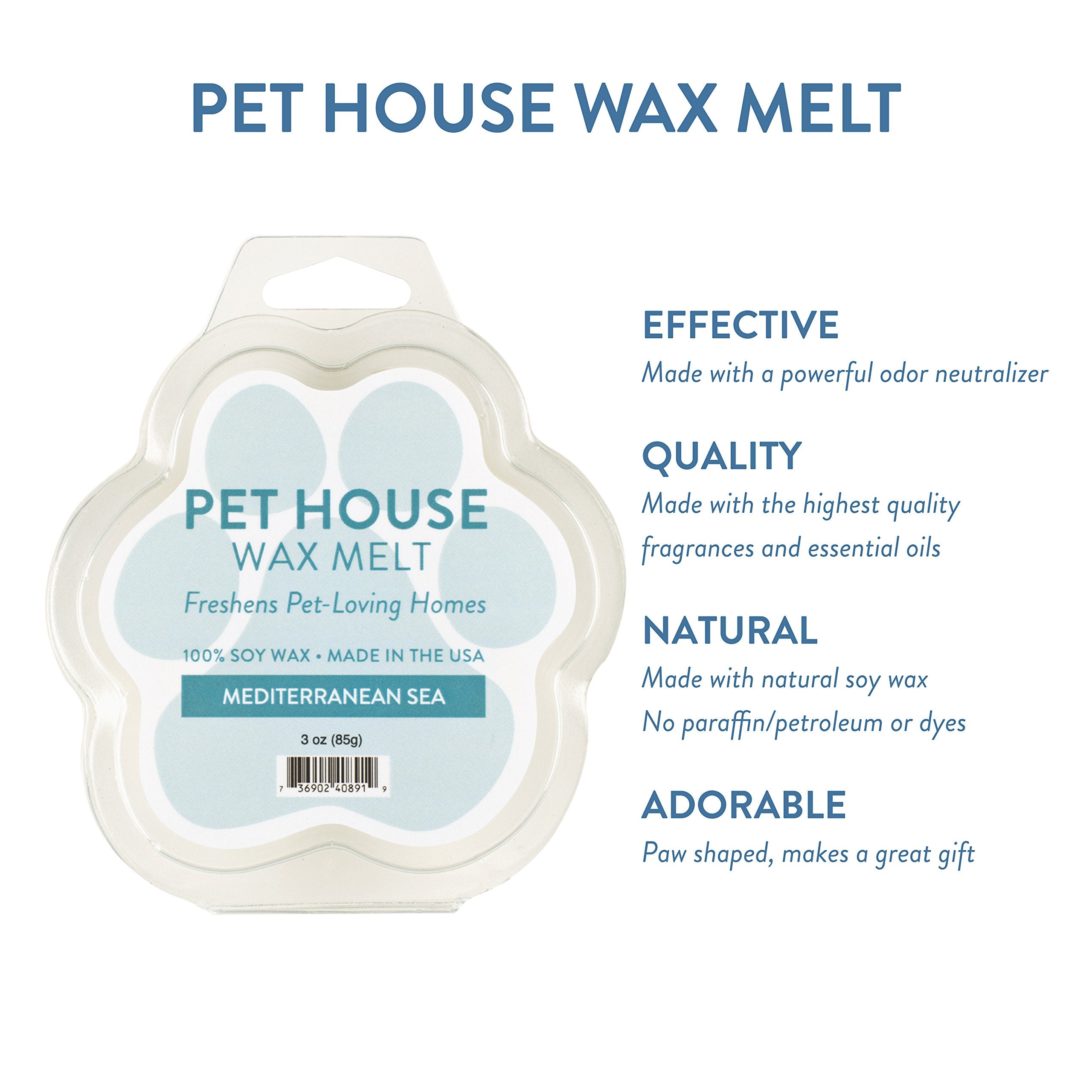 One Fur All 100% Natural Soy Wax Melts In 20+ Fragrances, Pack Of 2 By Pet House - Long Lasting Pet Odor Eliminating Wax Melts, Non-Toxic Pet Wax Melts, Made In Usa (Mediterranean Sea)