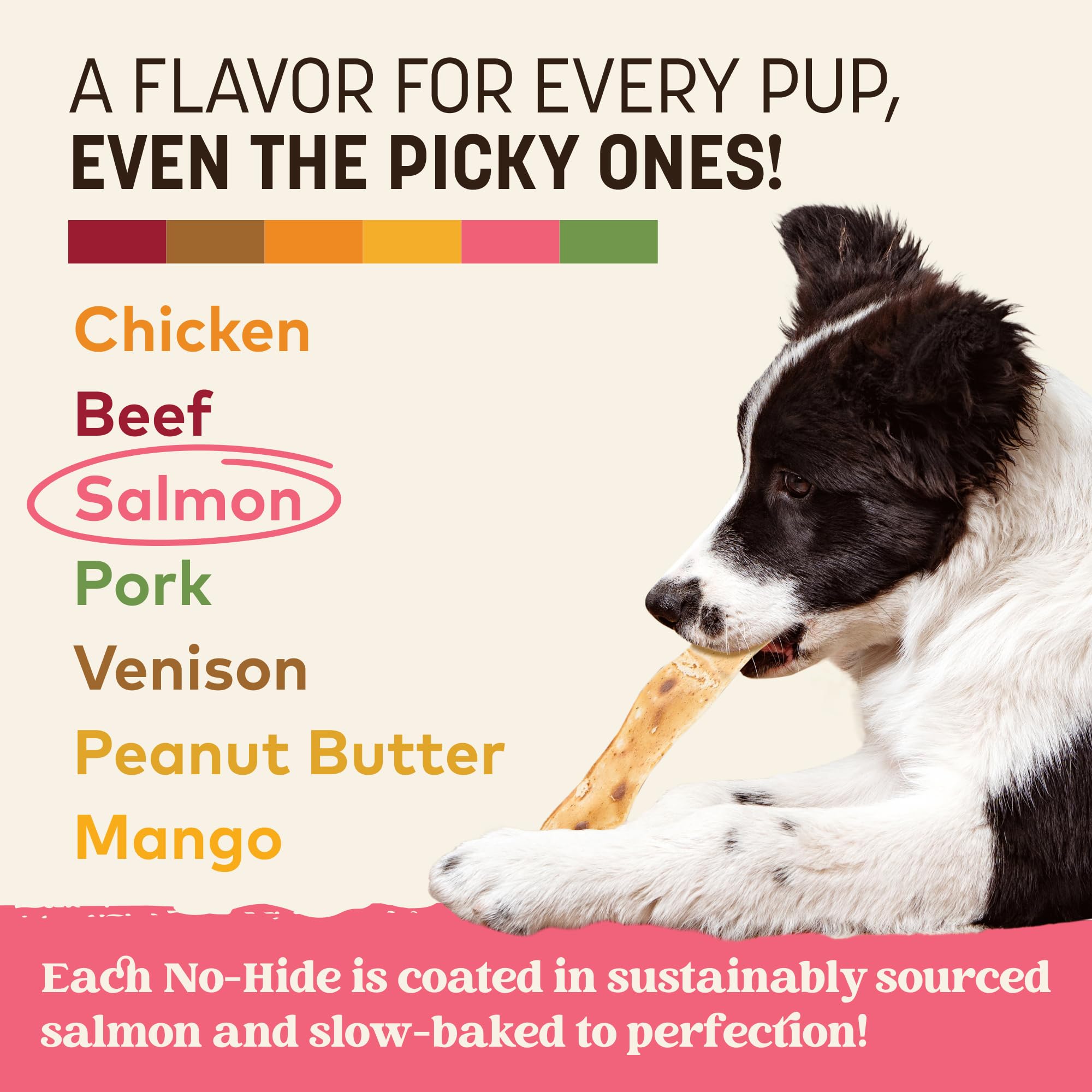 Earth Animal No-Hide Strips Salmon Recipe Natural Rawhide Alternative Dog Chew Treat, Value Pack 3.8 Oz