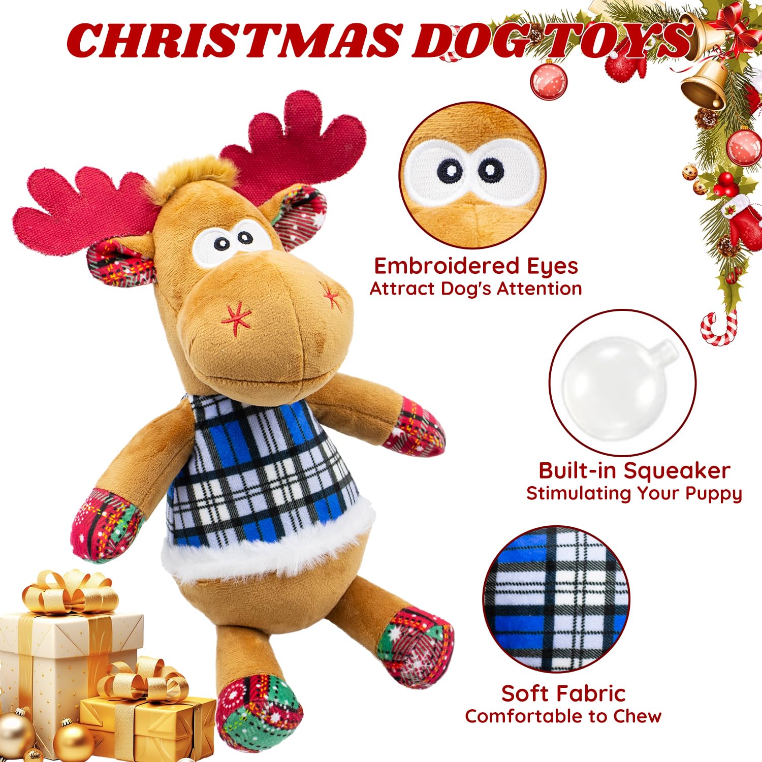 Cneeeeeb Dog Toys Squeaky Interactive Puppy Teething Chew Toy With Crinkle Sound Paper Tail Stuffed Pp Cotton,Keep Them Busy, La