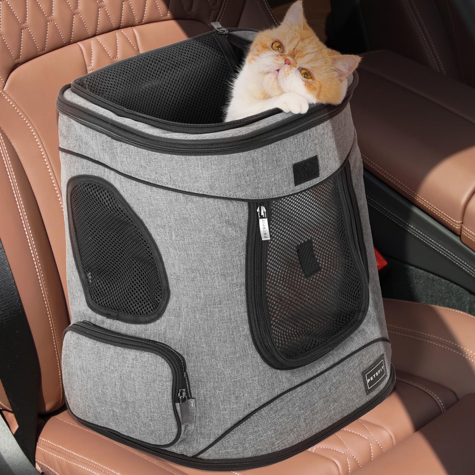 Petsfit Pet Backpack Carrier With Upgrade Waist Cushion Design To Better Fit The Waist, Suitable For Small And Medium Cats, And