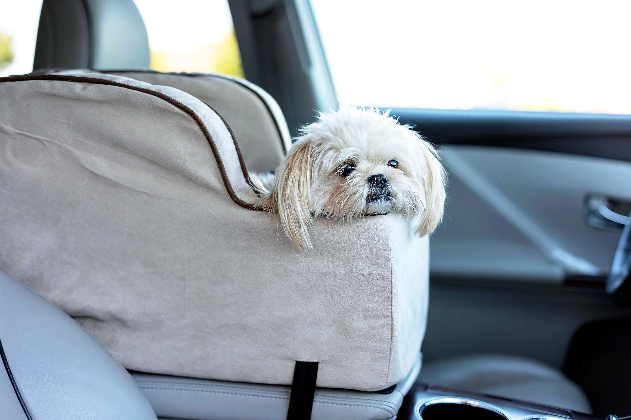 Snoozer Small High Back Console Dog Car Seat Travel Dog Bed Carrier For Dogs Up To 7Lbs, Provides Safe Pet Travel With Dog Car S